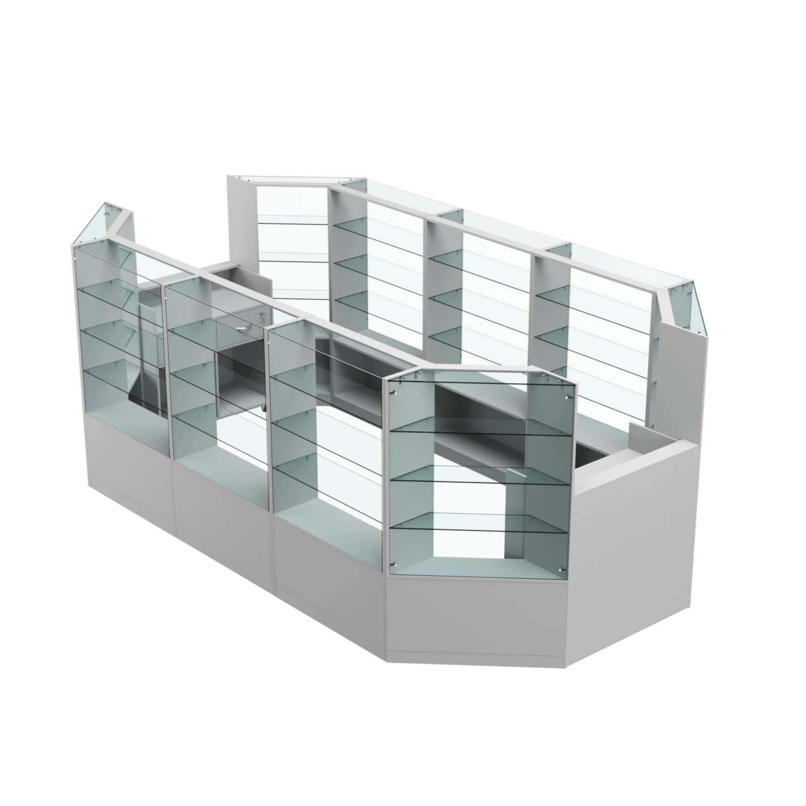 Торговый островок в центр зала ГРАЦИЯ №4 (открытый) (8, 55 кв.м) Серый