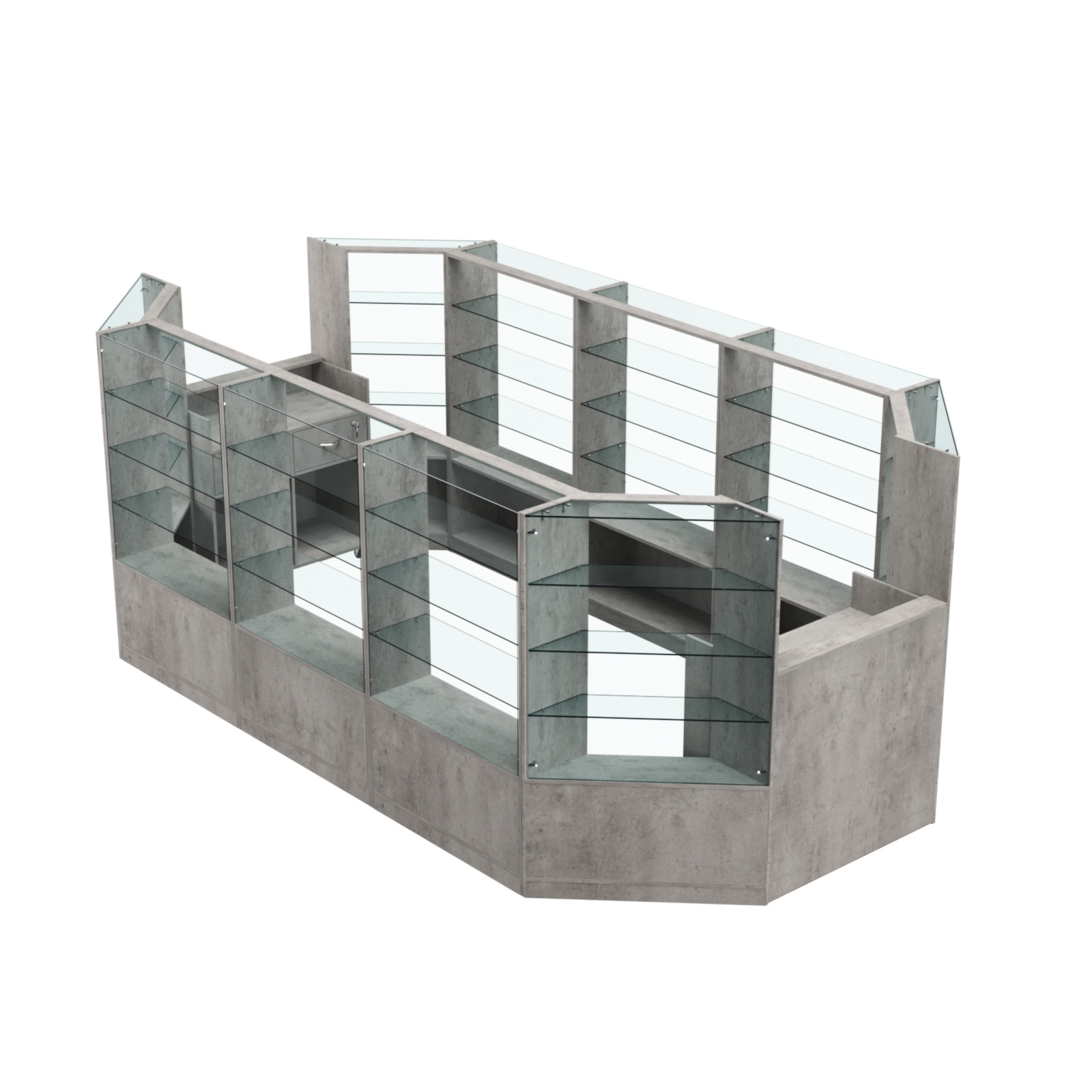 Торговый островок в центр зала ГРАЦИЯ №4 (открытый) (8, 55 кв.м) Бетон Чикаго светло-серый F186 ST9