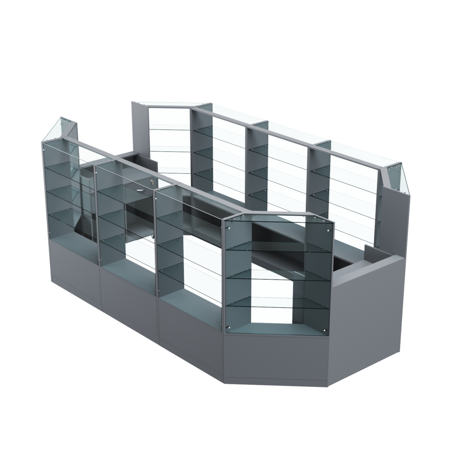 Торговый островок в центр зала ГРАЦИЯ №4 (открытый) (8, 55 кв.м) Темно-Серый