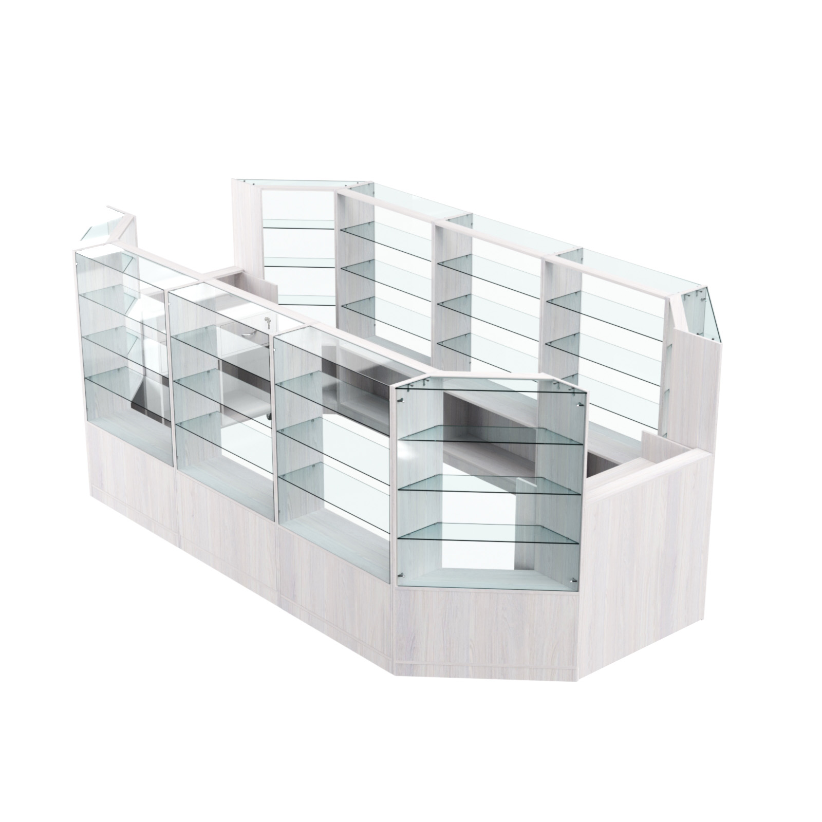 Торговый островок в центр зала ГРАЦИЯ №4 (открытый) (8, 55 кв.м) Ясень Анкор светлый