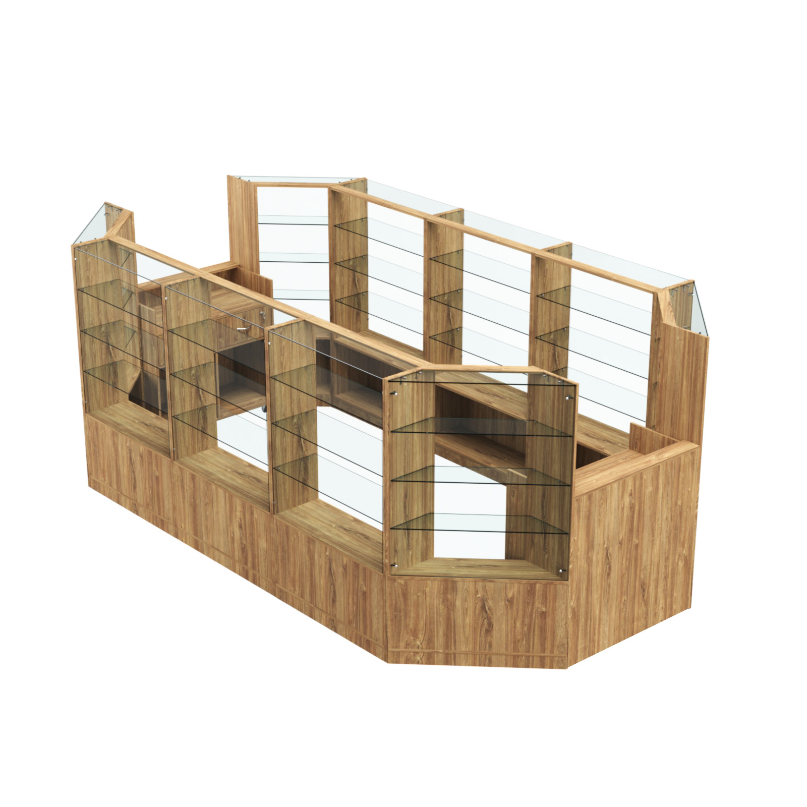 Торговый островок в центр зала ГРАЦИЯ №4 (открытый) (8, 55 кв.м) Дуб Канзас коричневый