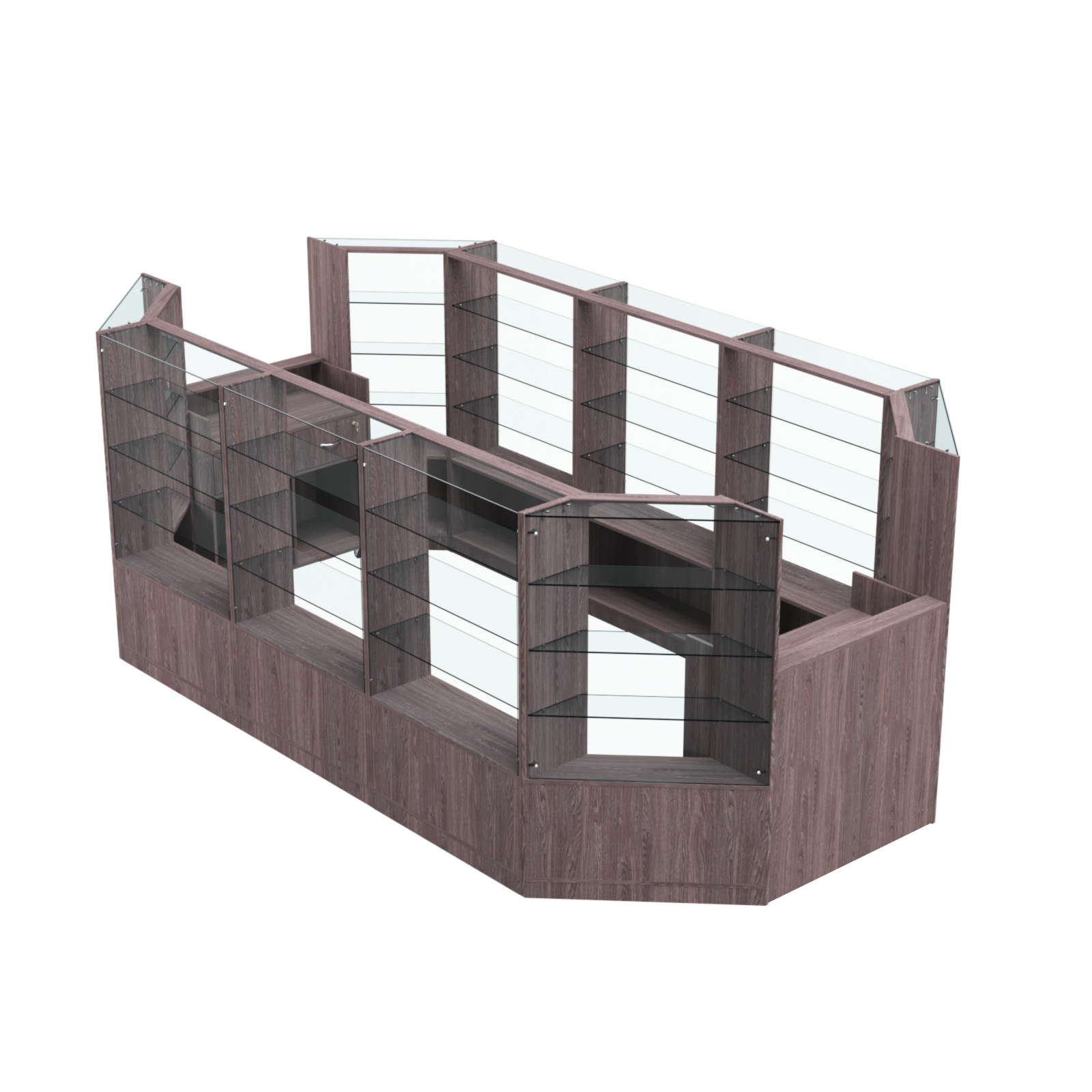 Торговый островок в центр зала ГРАЦИЯ №4 (открытый) (8, 55 кв.м) Ясень Анкор темный