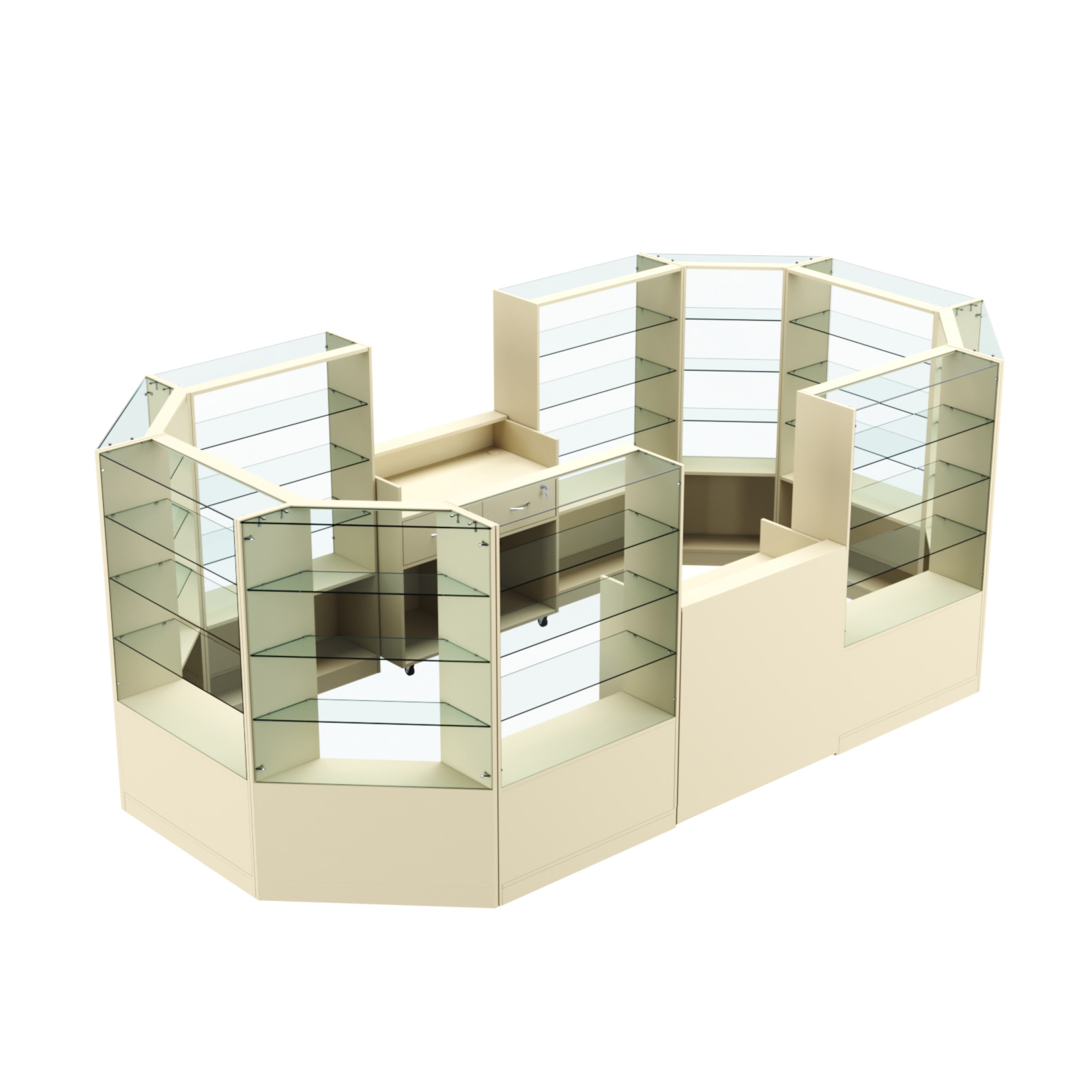 Торговый островок в центр зала ГРАЦИЯ №5 (открытый) (8, 55 кв.м) Крем Вайс