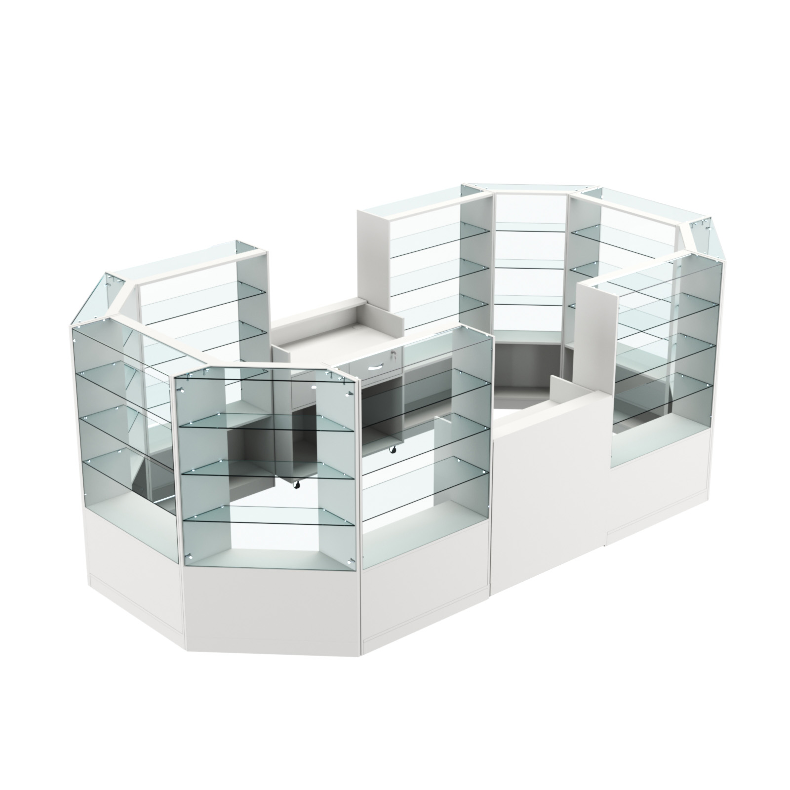 Торговый островок в центр зала ГРАЦИЯ №5 (открытый) (8, 55 кв.м) Белый