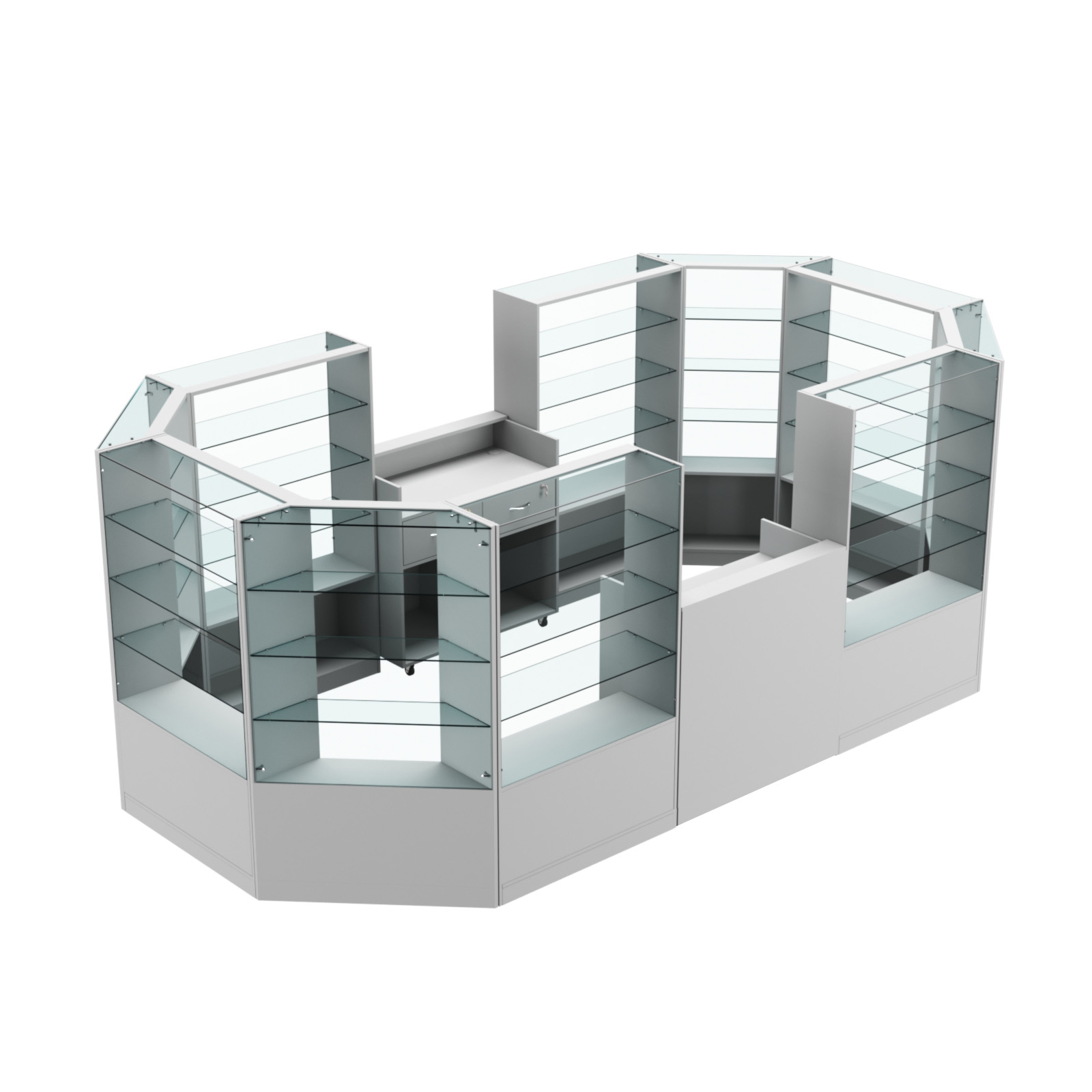 Торговый островок в центр зала ГРАЦИЯ №5 (открытый) (8, 55 кв.м) Серый