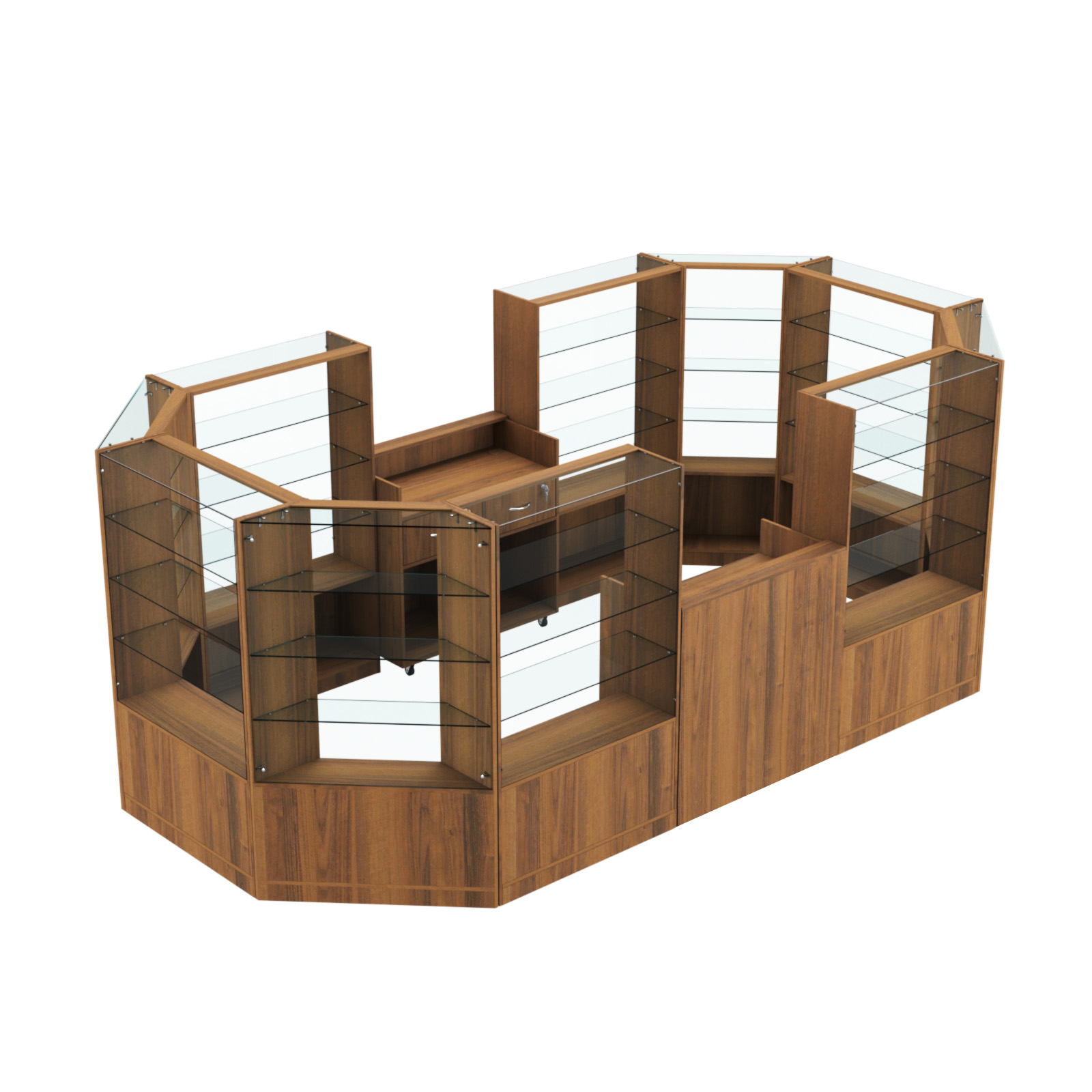 Торговый островок в центр зала ГРАЦИЯ №5 (открытый) (8, 55 кв.м) Орех