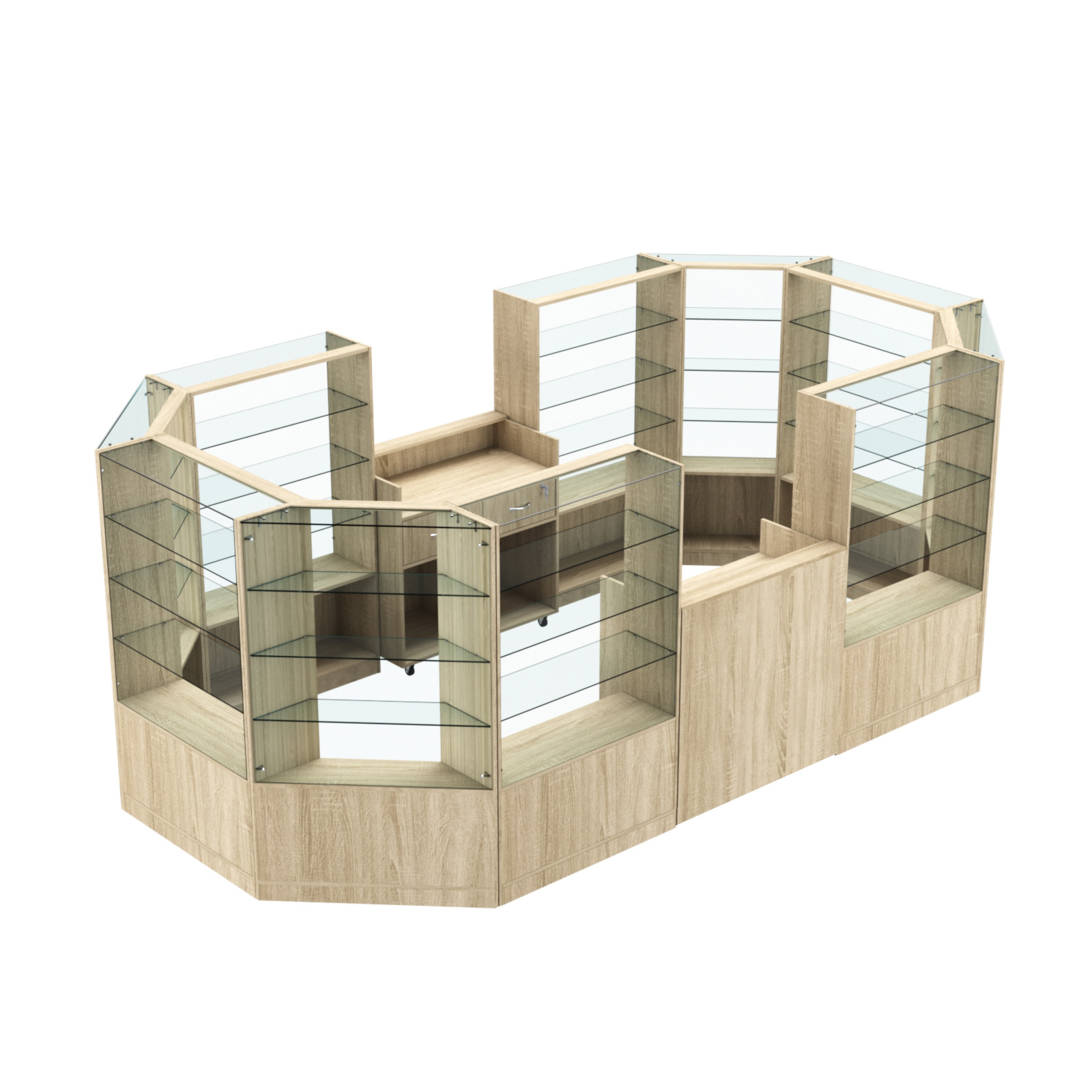 Торговый островок в центр зала ГРАЦИЯ №5 (открытый) (8, 55 кв.м) Дуб сонома