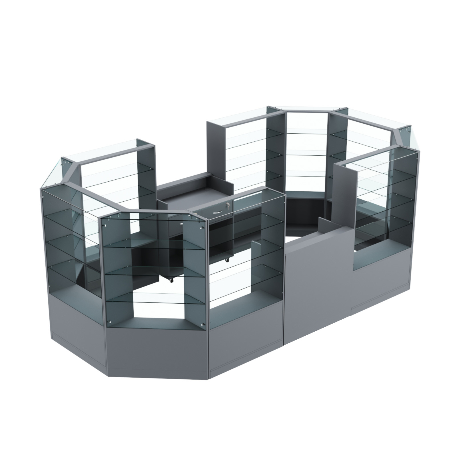 Торговый островок в центр зала ГРАЦИЯ №5 (открытый) (8, 55 кв.м) Темно-Серый