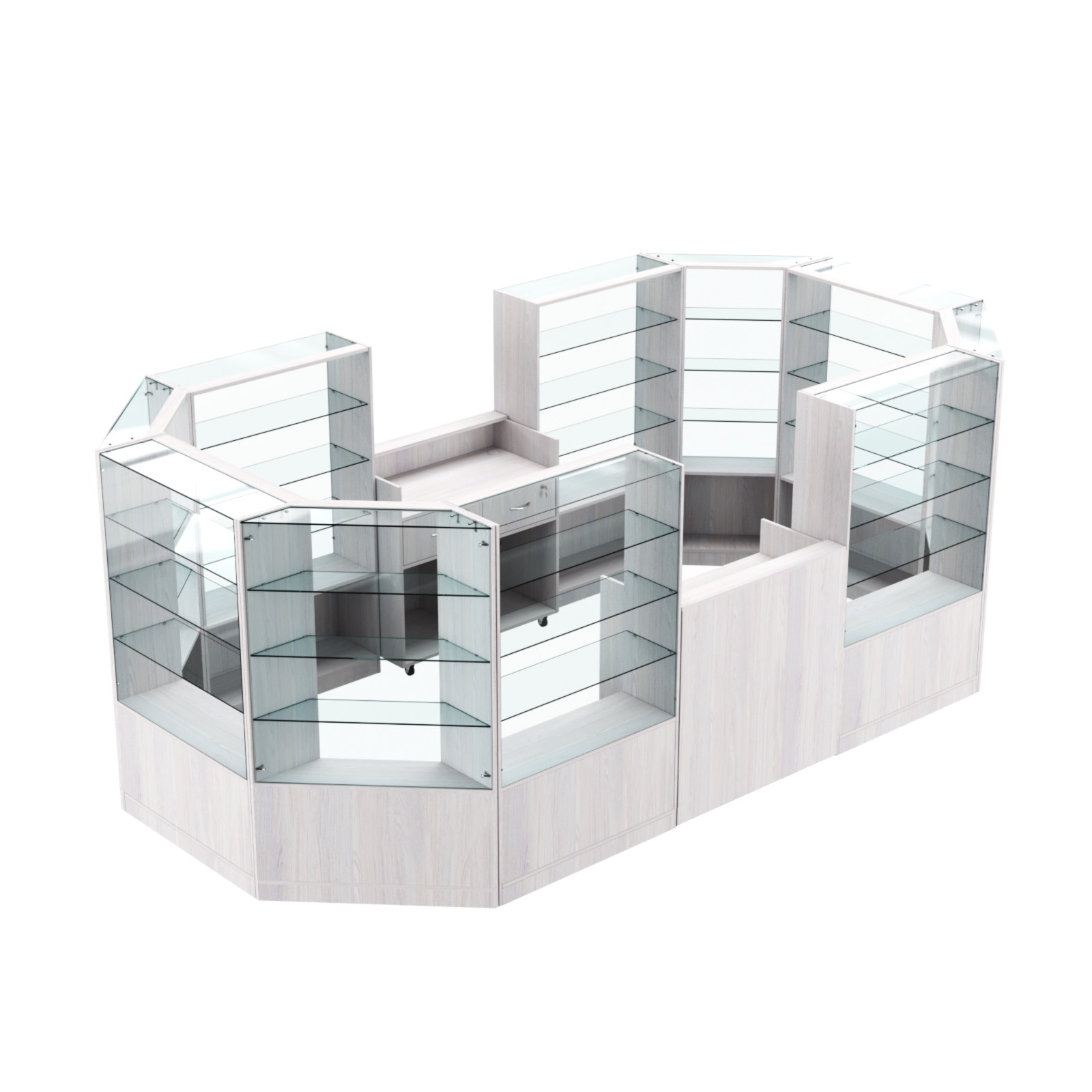 Торговый островок в центр зала ГРАЦИЯ №5 (открытый) (8, 55 кв.м) Ясень Анкор светлый