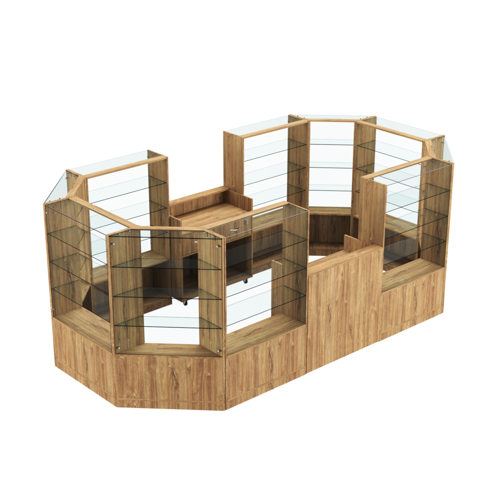 Торговый островок в центр зала ГРАЦИЯ №5 (открытый) (8, 55 кв.м) Дуб Канзас коричневый