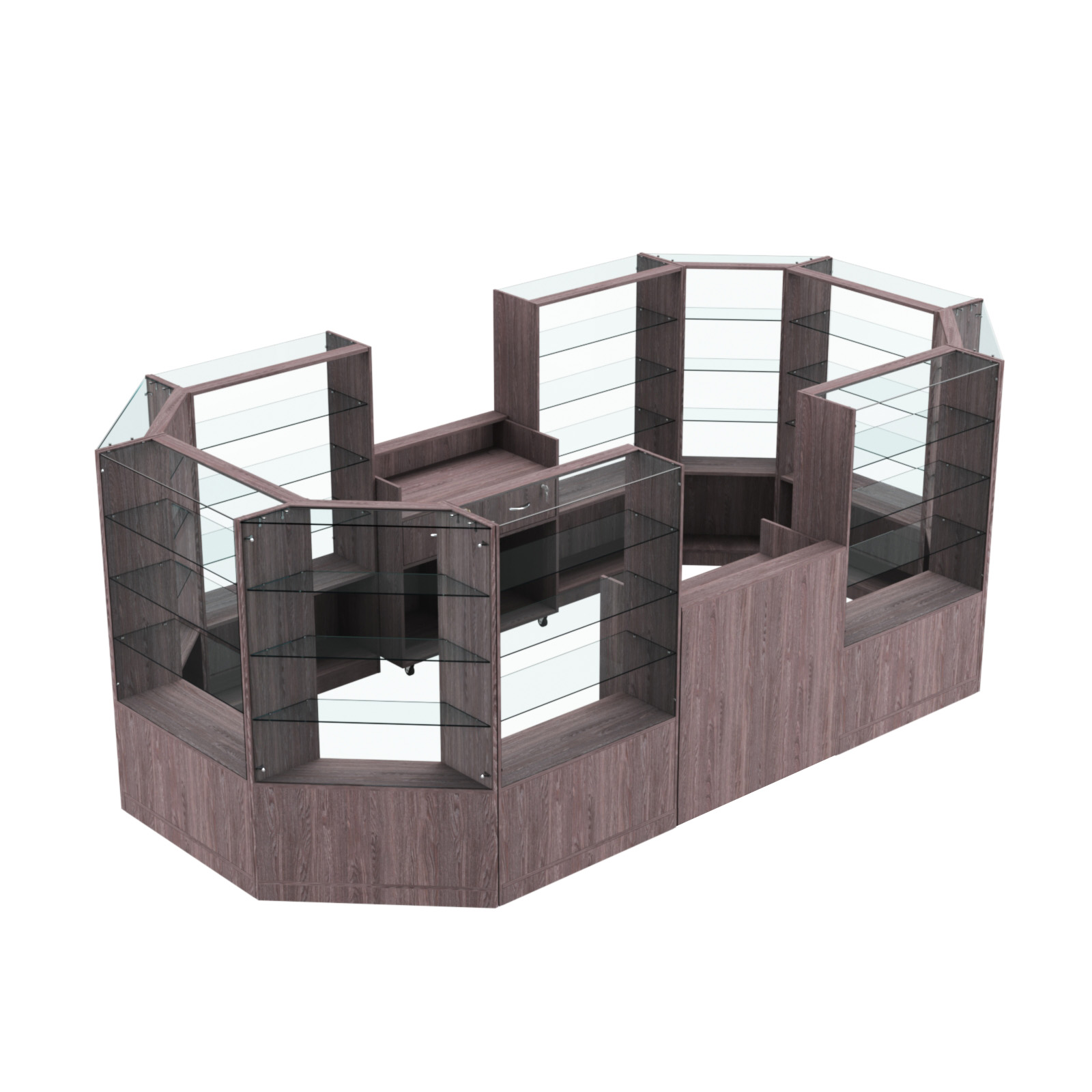 Торговый островок в центр зала ГРАЦИЯ №5 (открытый) (8, 55 кв.м) Ясень Анкор темный