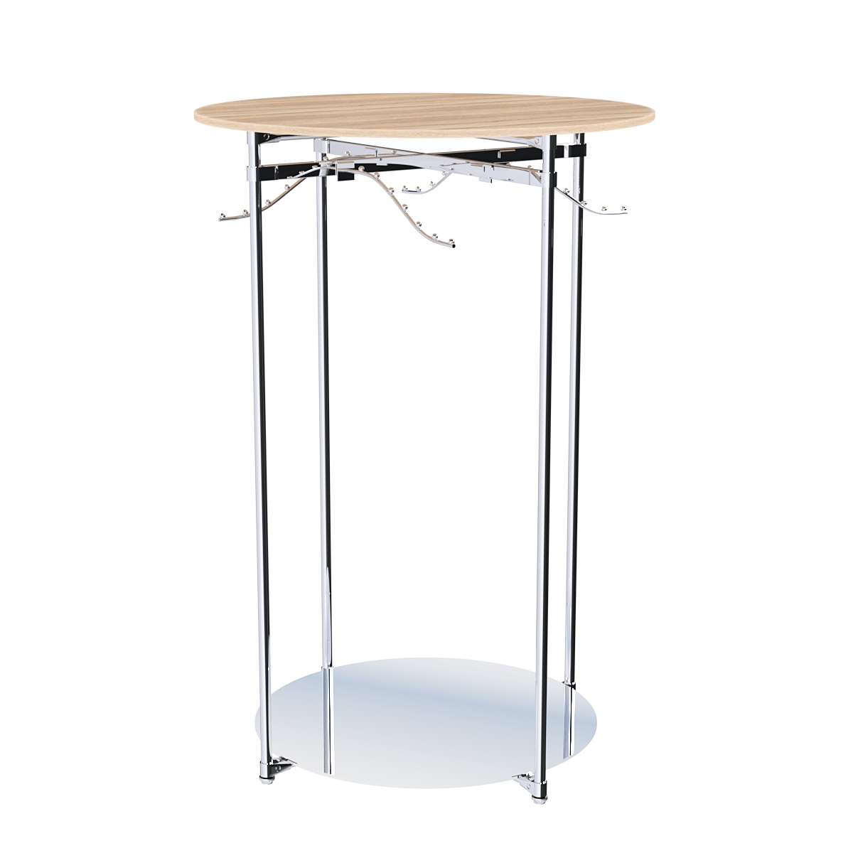 Хромированное вешало Круг №2-3 (низ - зеркальный, верхняя платформа - ДСП 16мм) Дуб Сонома