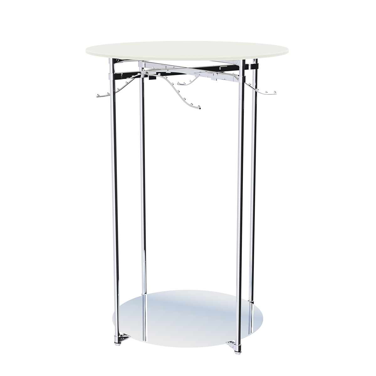 Хромированное вешало Круг №2-3 (низ - зеркальный, верхняя платформа - ДСП 16мм) Белый