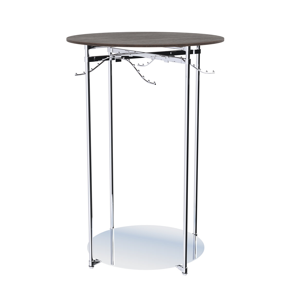 Хромированное вешало Круг №2-3 (низ - зеркальный, верхняя платформа - ДСП 16мм) Дуб Венге