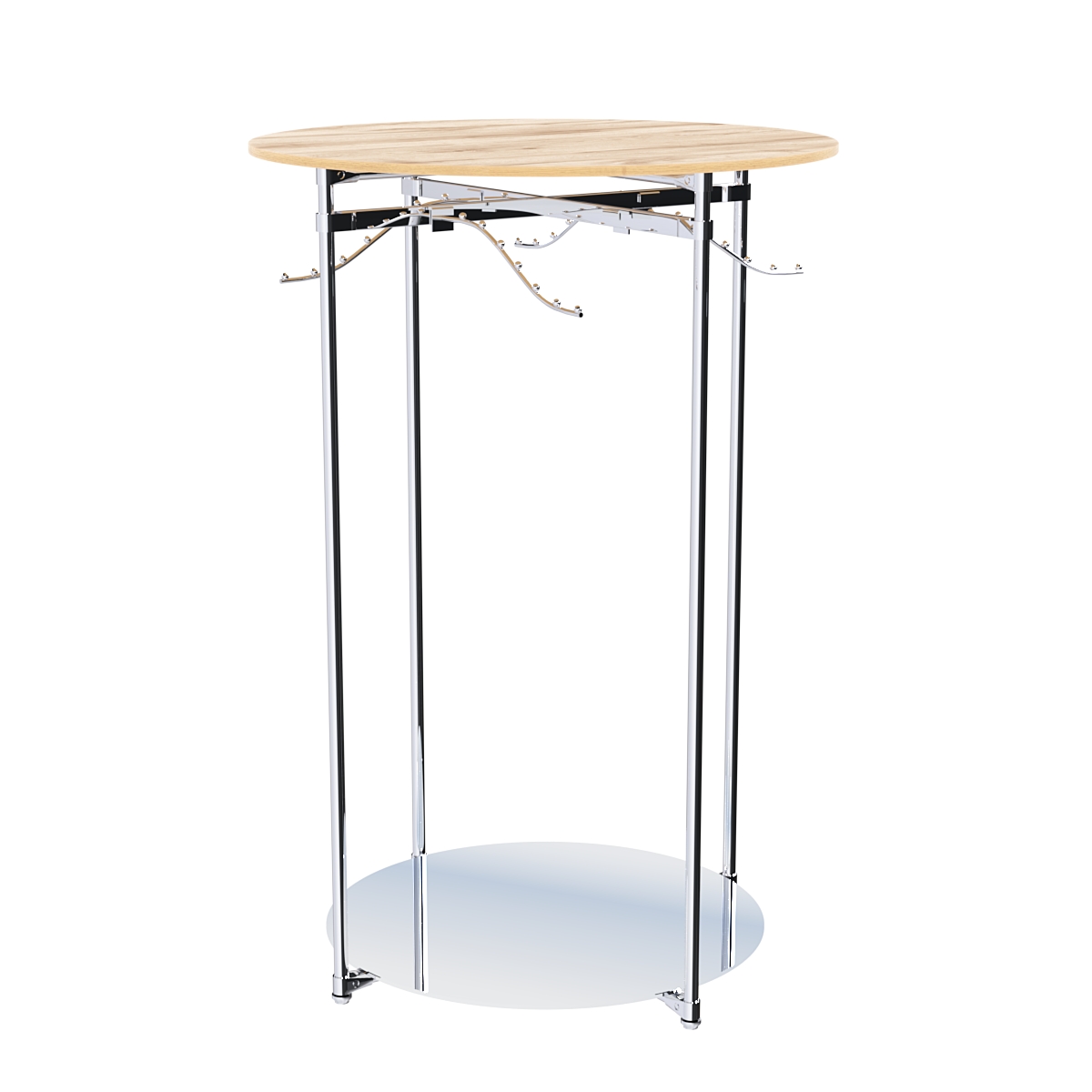 Хромированное вешало Круг №2-3 (низ - зеркальный, верхняя платформа - ДСП 16мм) Дуб Золотистый