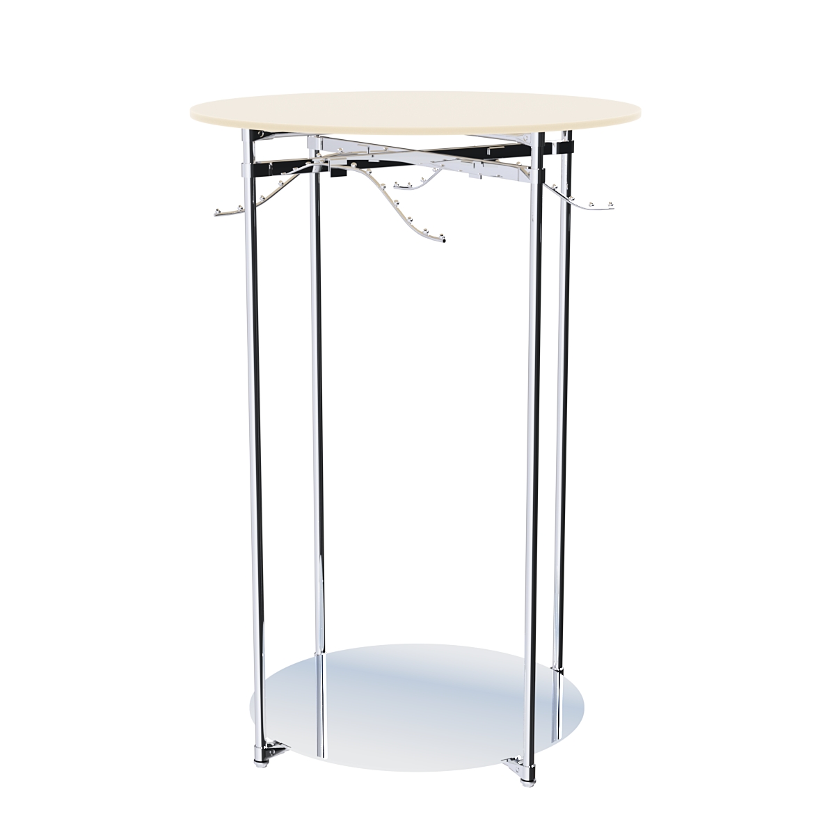 Хромированное вешало Круг №2-3 (низ - зеркальный, верхняя платформа - ДСП 16мм) Крем Вайс