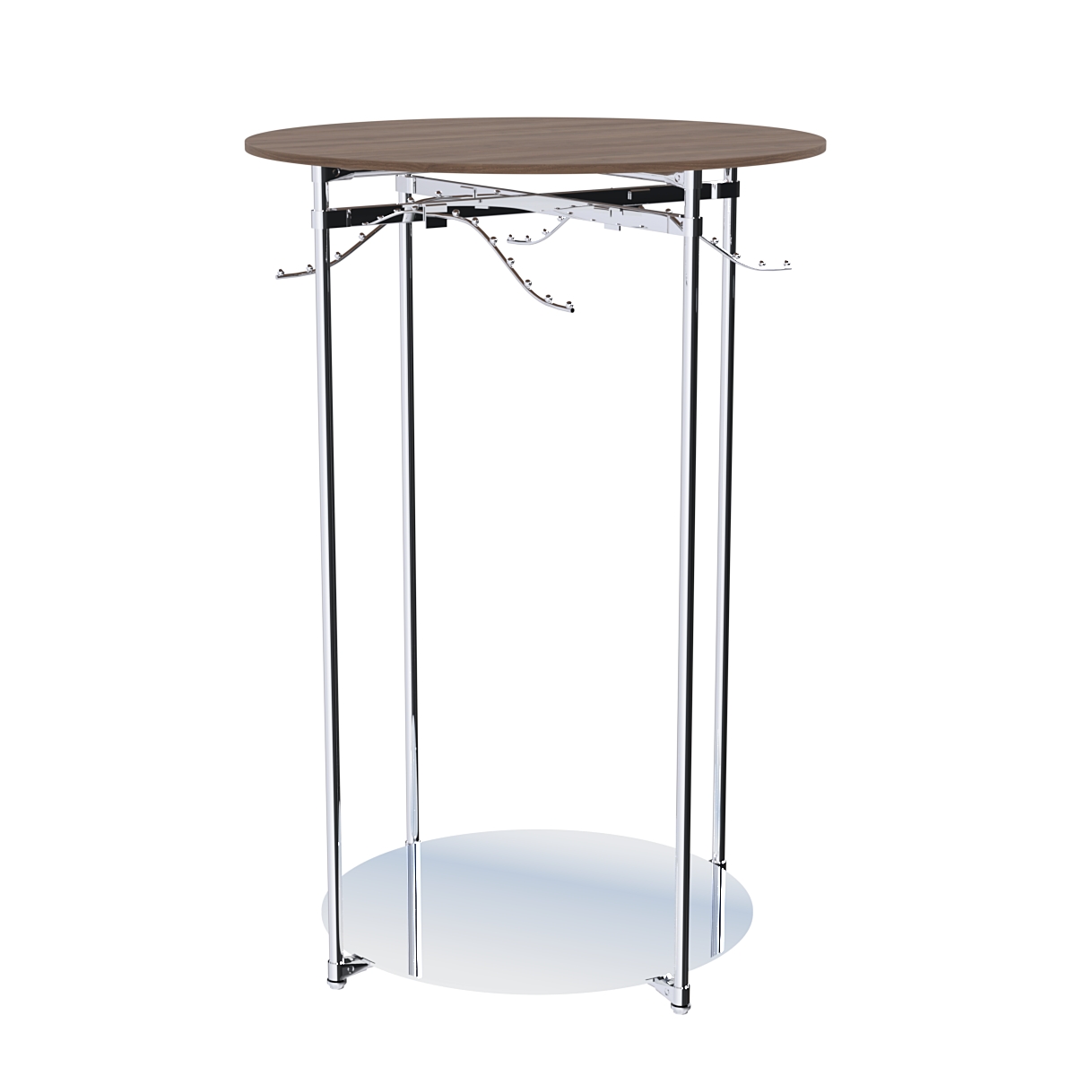 Хромированное вешало Круг №2-3 (низ - зеркальный, верхняя платформа - ДСП 16мм) Орех