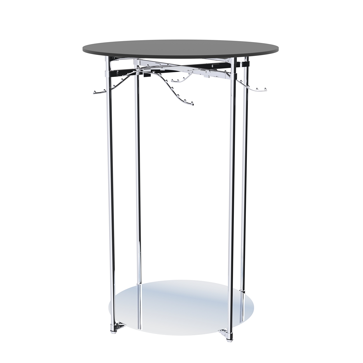 Хромированное вешало Круг №2-3 (низ - зеркальный, верхняя платформа - ДСП 16мм) Черный