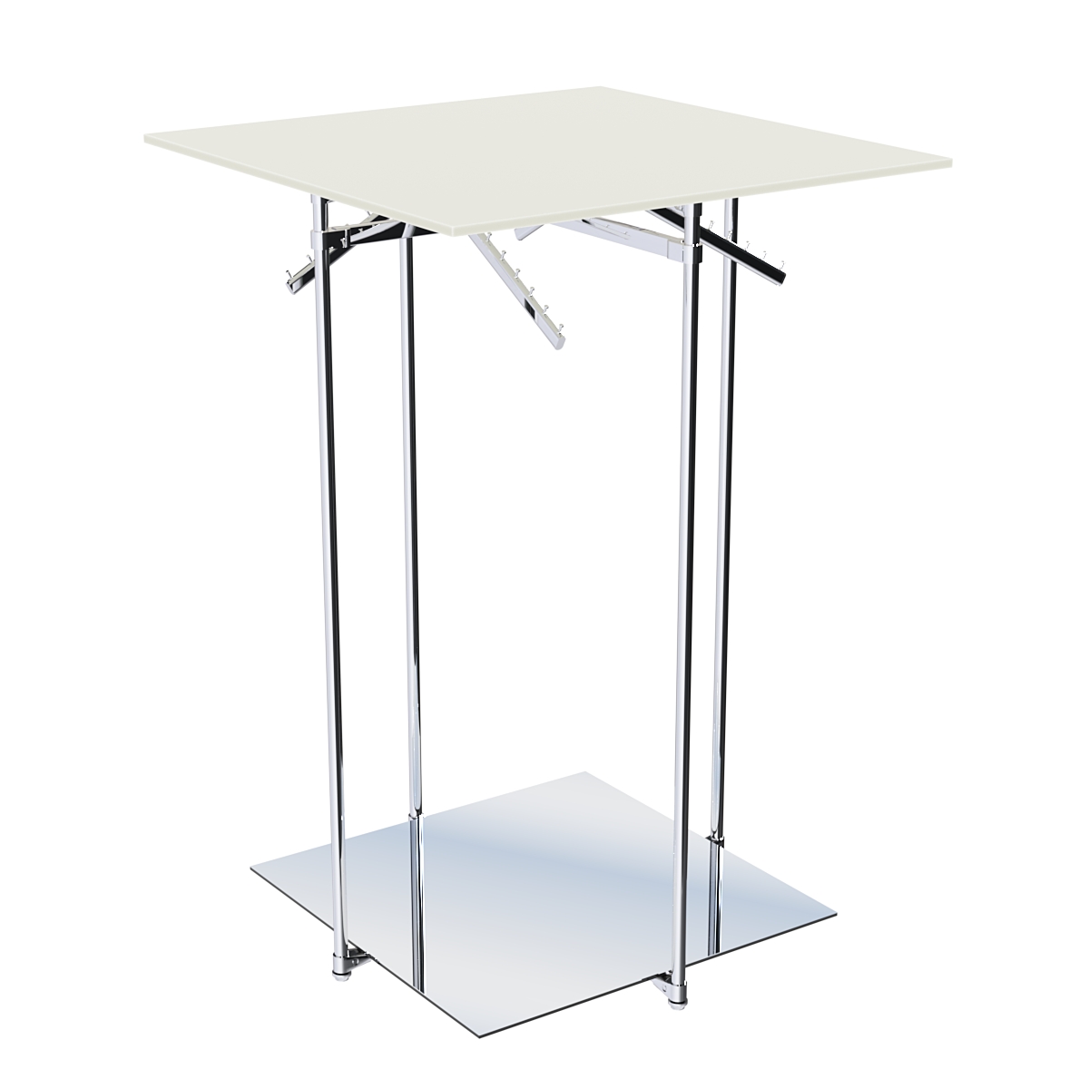 Хромированное вешало КВАДРАТ №2-3 (низ - зеркальный, верхняя платформа - ДСП 16мм) Белый