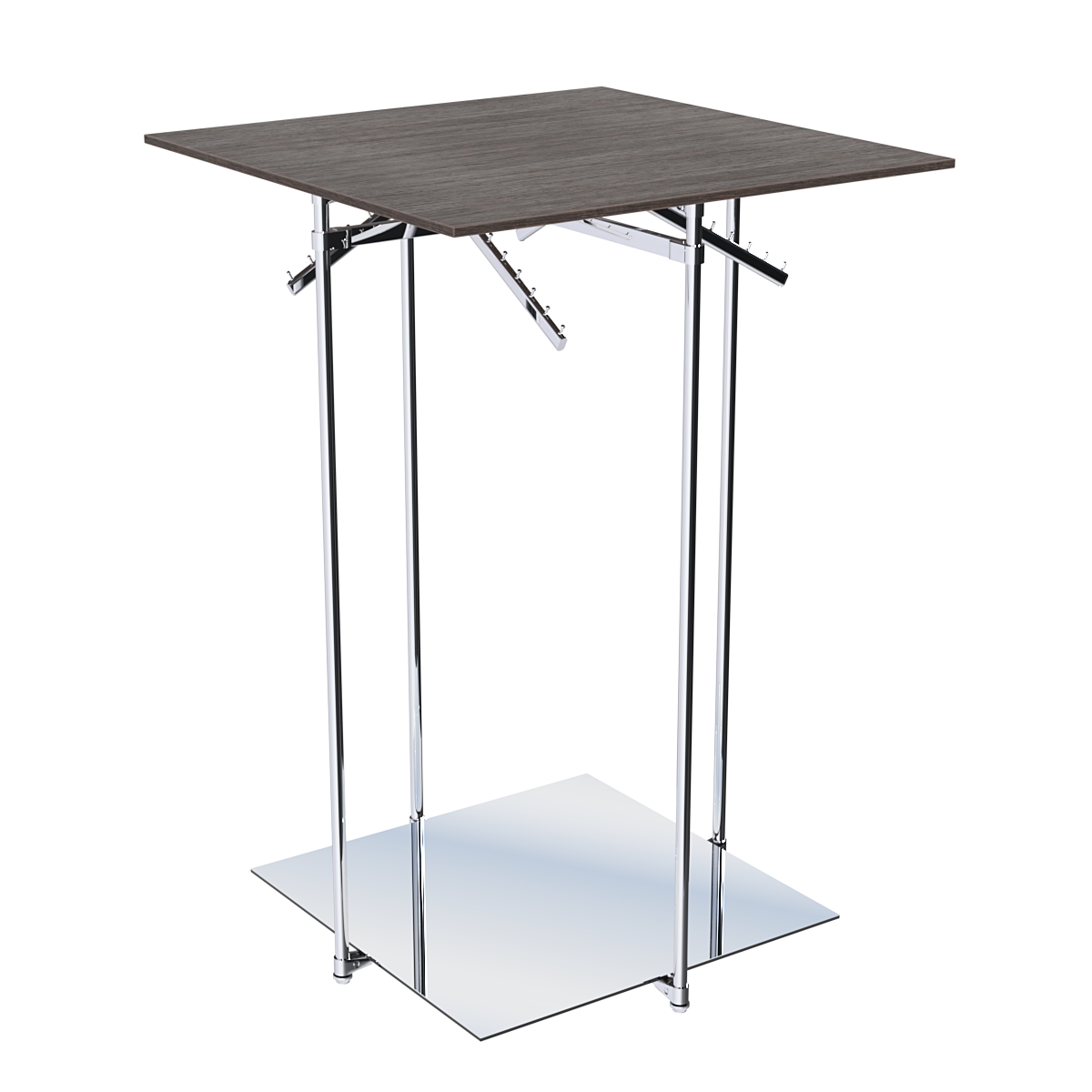 Хромированное вешало КВАДРАТ №2-3 (низ - зеркальный, верхняя платформа - ДСП 16мм) Дуб Венге