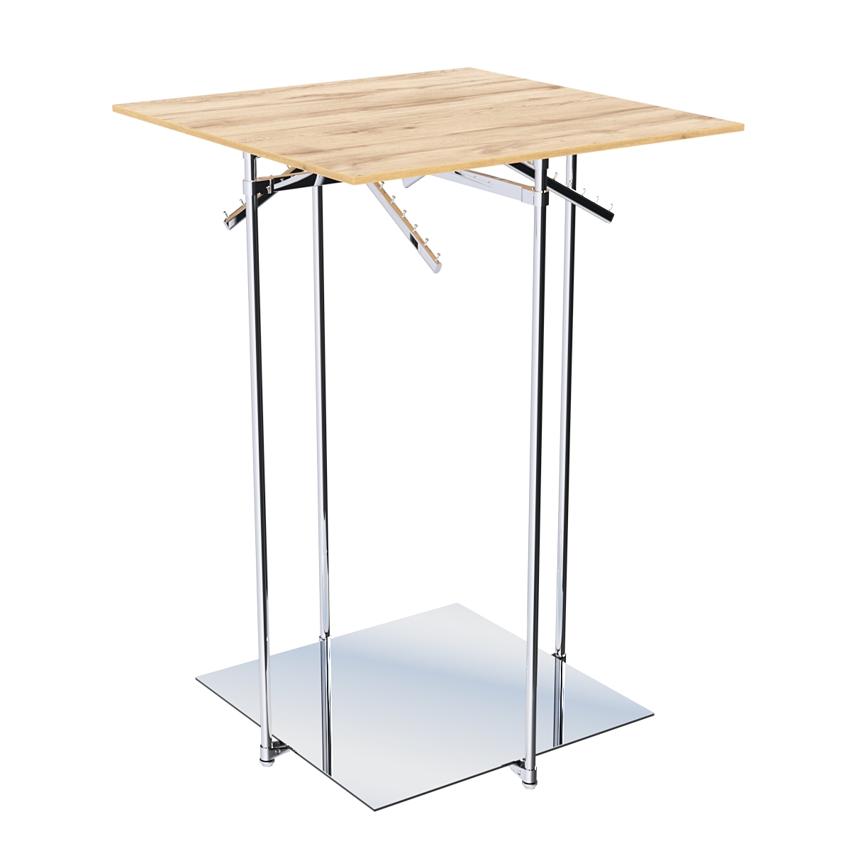 Хромированное вешало КВАДРАТ №2-3 (низ - зеркальный, верхняя платформа - ДСП 16мм) Дуб Золотистый