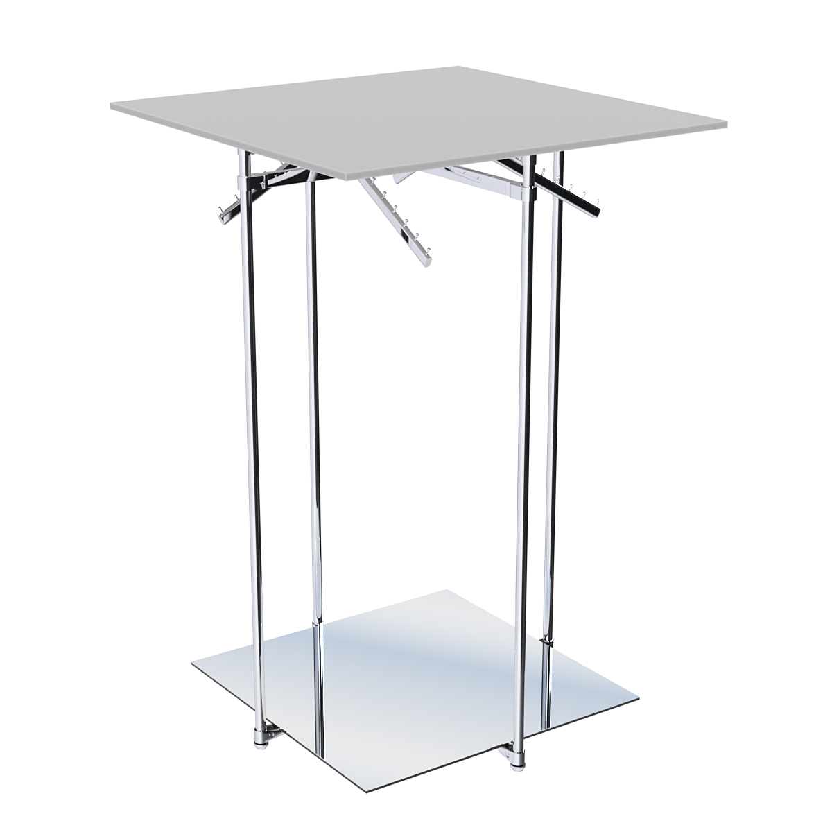 Хромированное вешало КВАДРАТ №2-3 (низ - зеркальный, верхняя платформа - ДСП 16мм) Серый