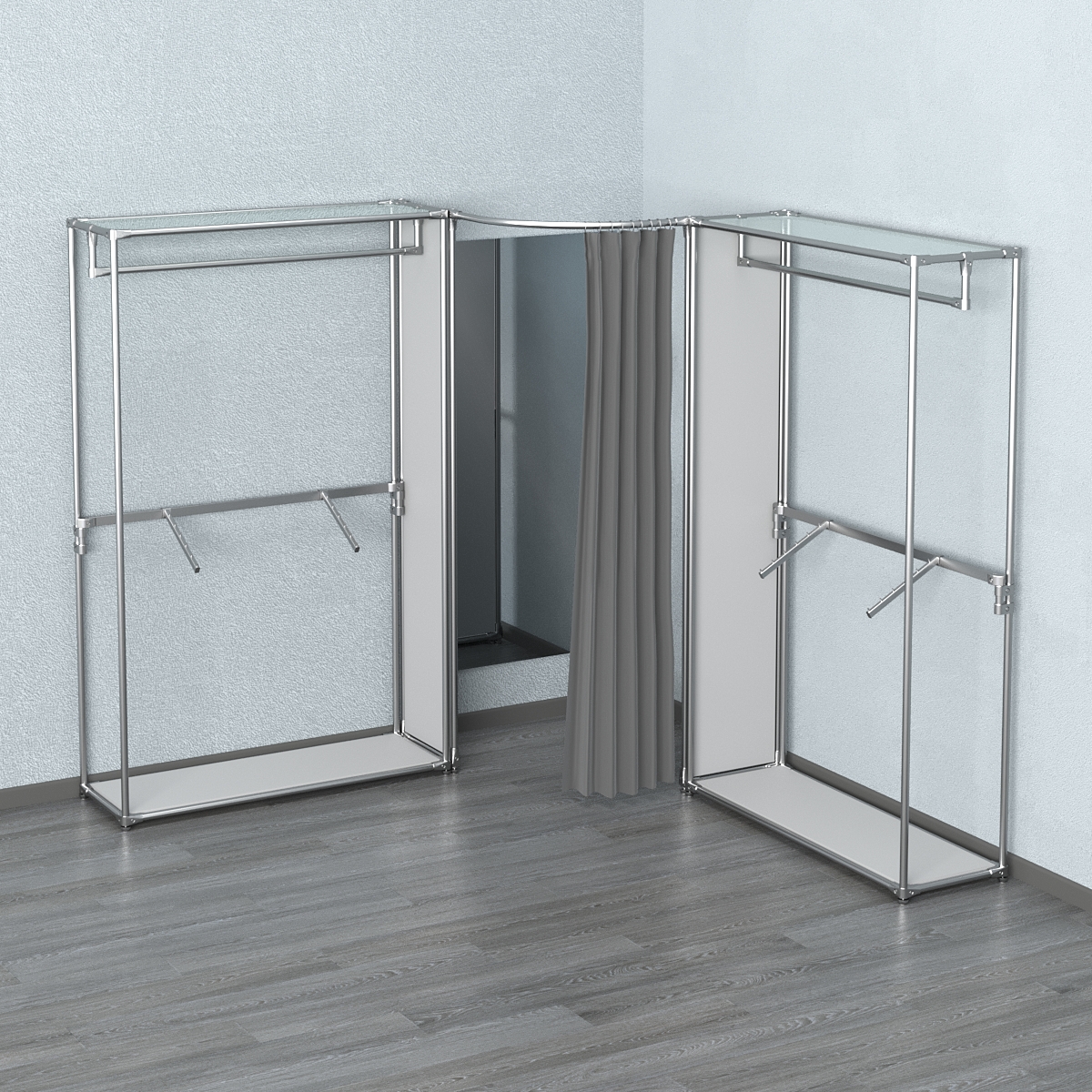 Примерочная (вход- дуга) с зеркалом из системы ХРОМ с поручнями №2-2 Серый