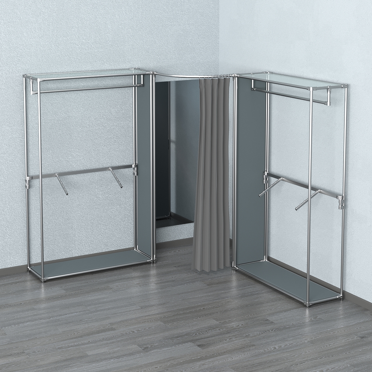 Примерочная (вход- дуга) с зеркалом из системы ХРОМ с поручнями №2-2 Темно-Серый