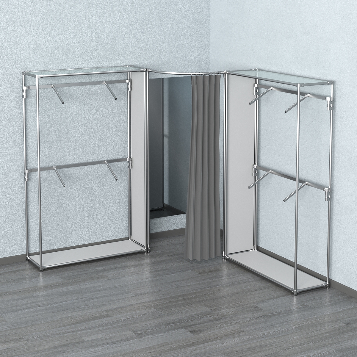 Примерочная (вход- дуга) с зеркалом из системы ХРОМ с поручнями №3-1 Серый