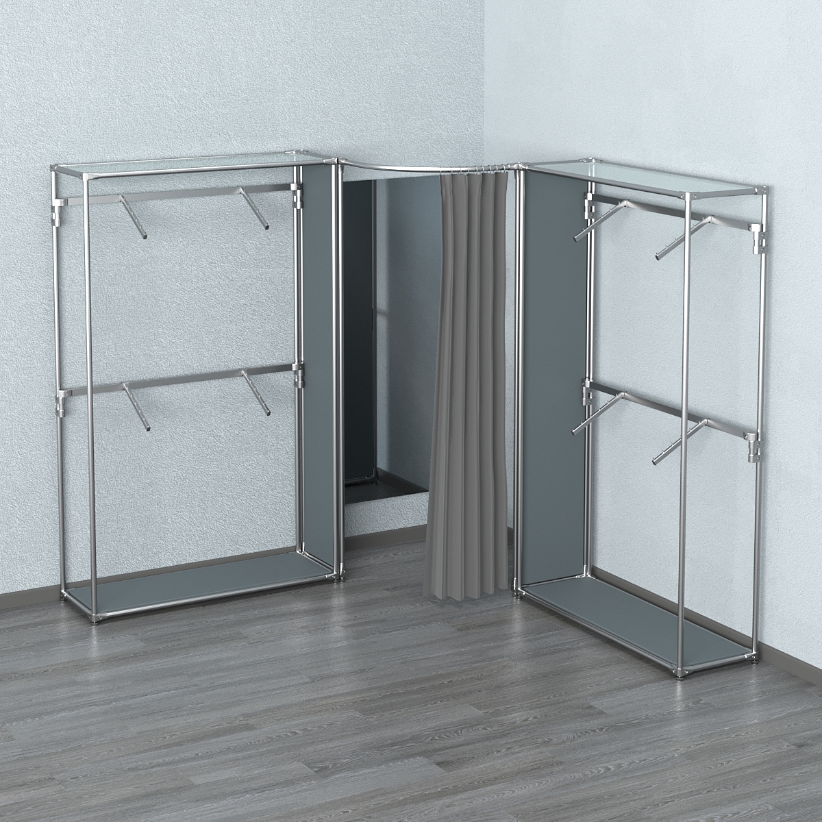 Примерочная (вход- дуга) с зеркалом из системы ХРОМ с поручнями №3-1 Темно-Серый