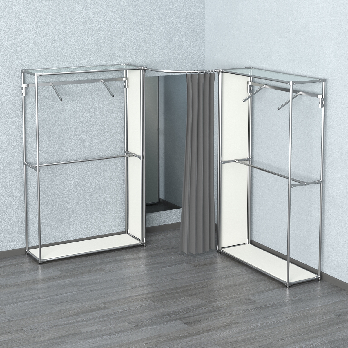 Примерочная (вход- дуга) с зеркалом из системы ХРОМ с поручнями №4-2 Белый