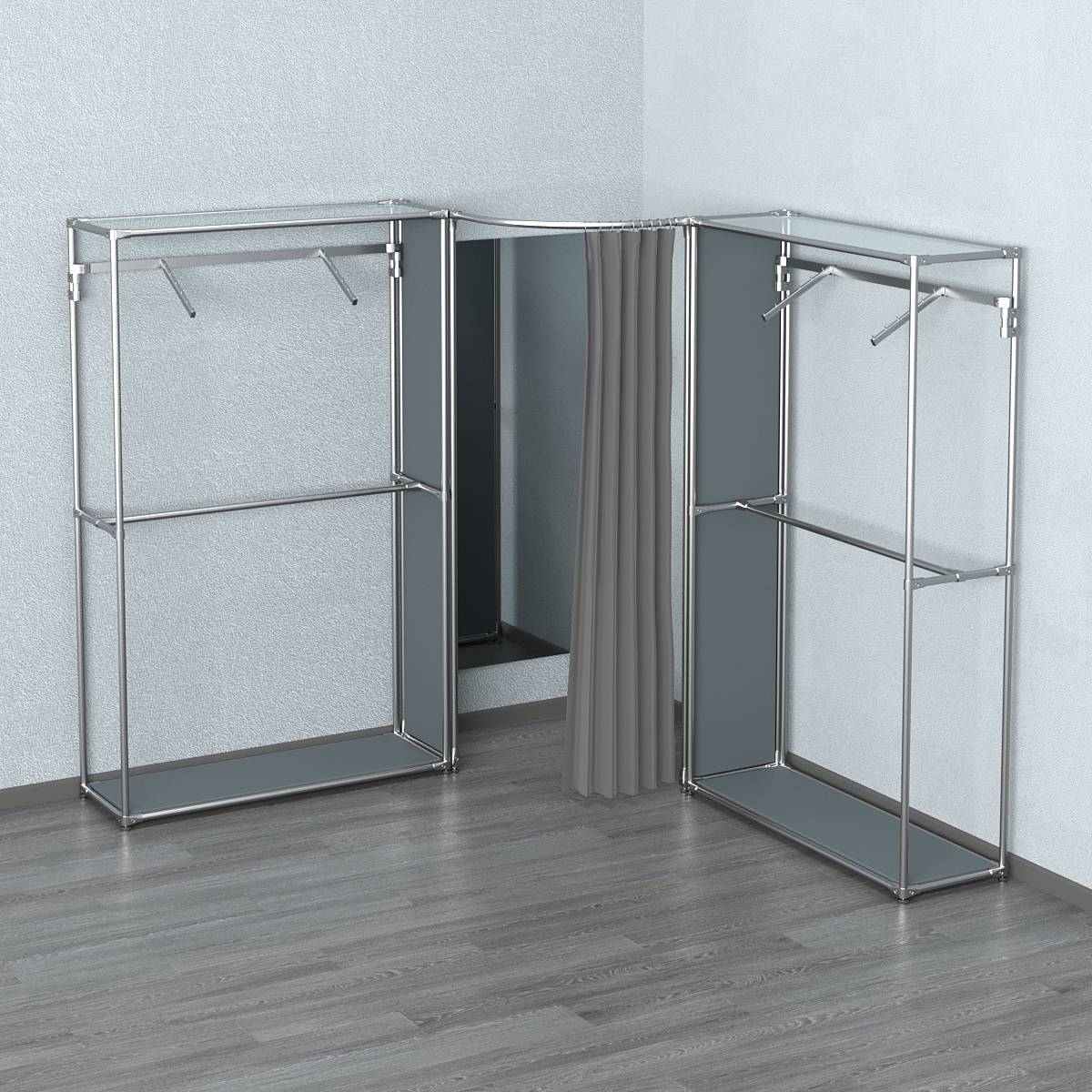 Примерочная (вход- дуга) с зеркалом из системы ХРОМ с поручнями №4-2 Темно-Серый