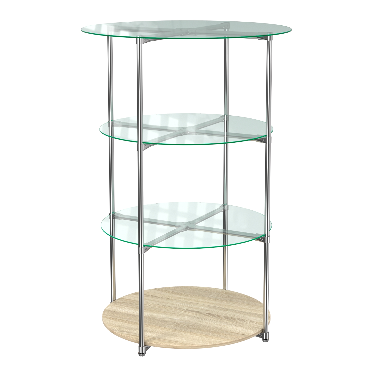 Торговые стенды СФЕРА с полками №1 (с тремя стеклянными полками 6мм) Дуб Сонома