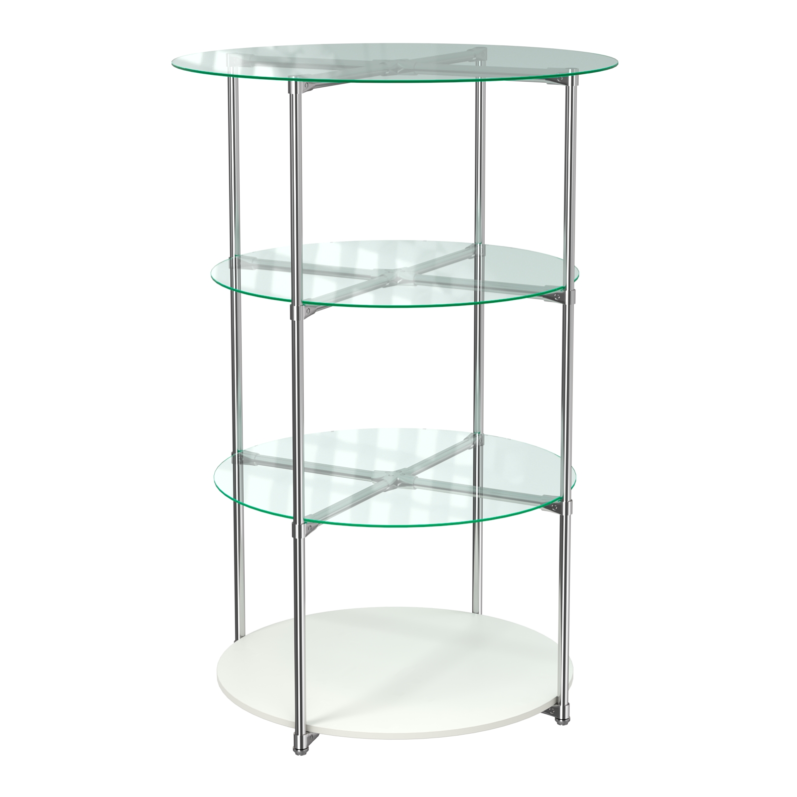 Торговые стенды СФЕРА с полками №1 (с тремя стеклянными полками 6мм) Белый