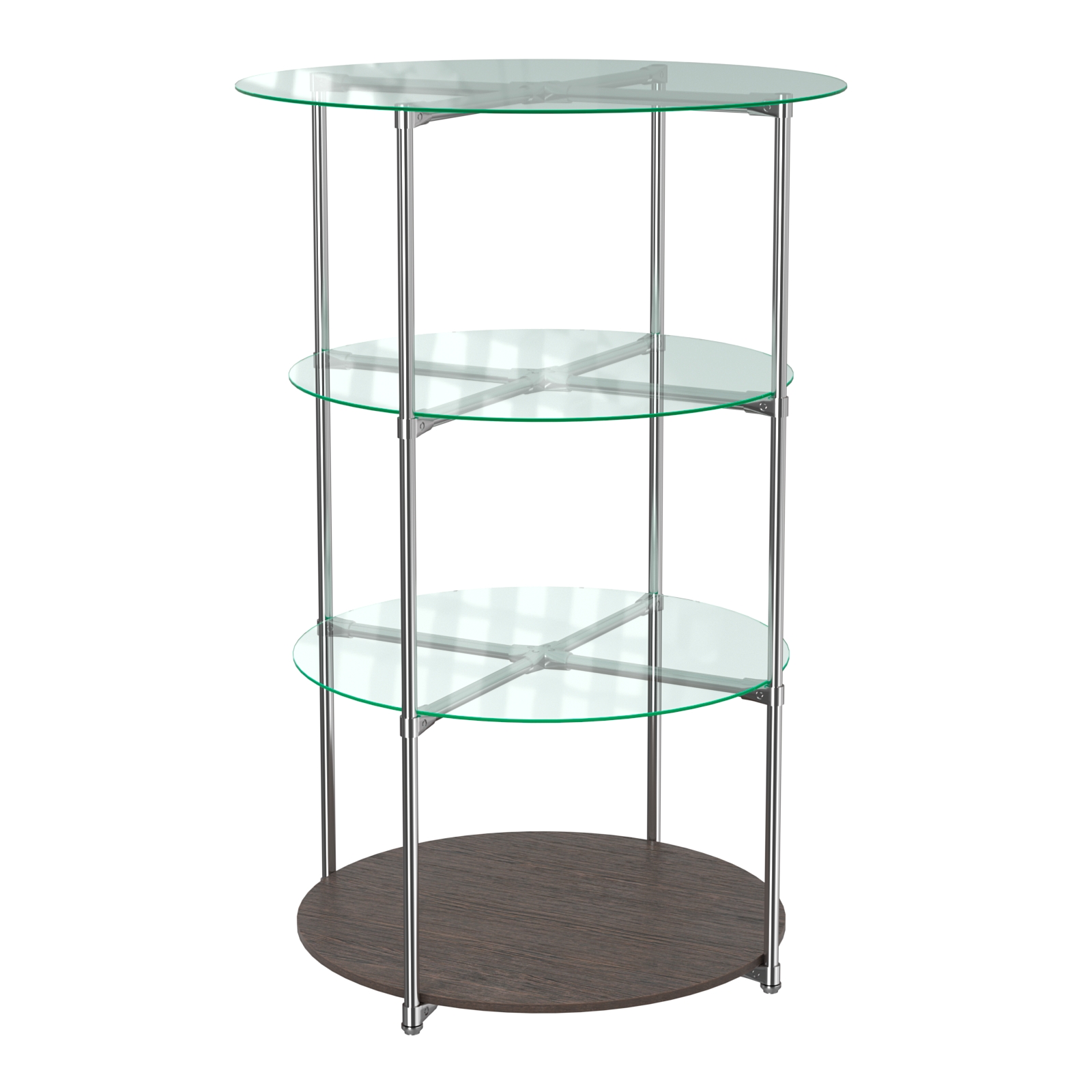 Торговые стенды СФЕРА с полками №1 (с тремя стеклянными полками 6мм) Дуб Венге