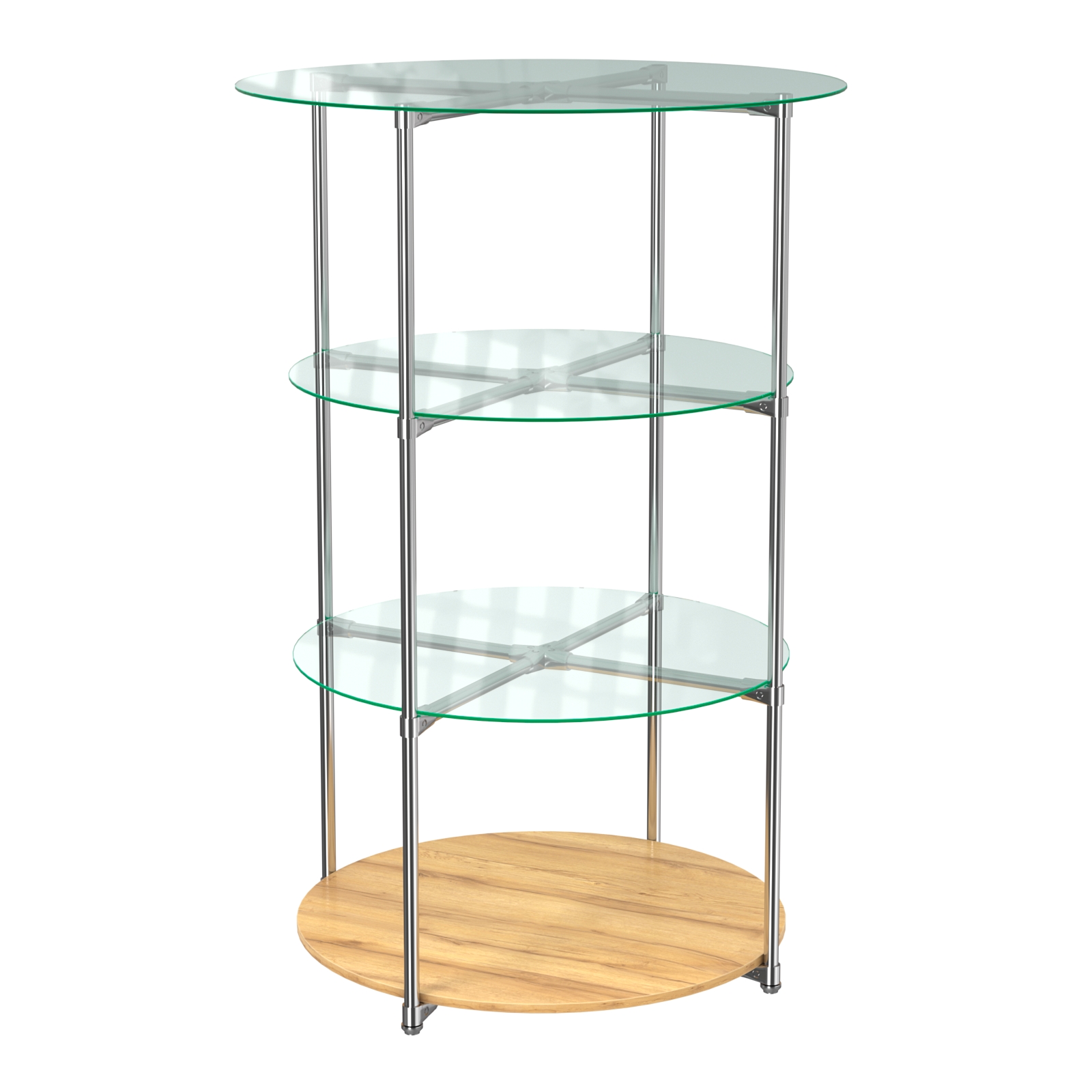 Торговые стенды СФЕРА с полками №1 (с тремя стеклянными полками 6мм) Дуб Золотистый