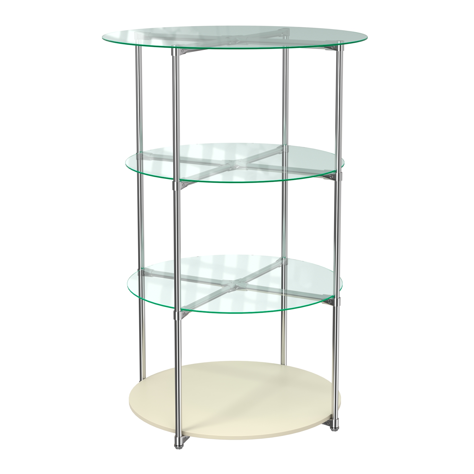 Торговые стенды СФЕРА с полками №1 (с тремя стеклянными полками 6мм) Крем Вайс