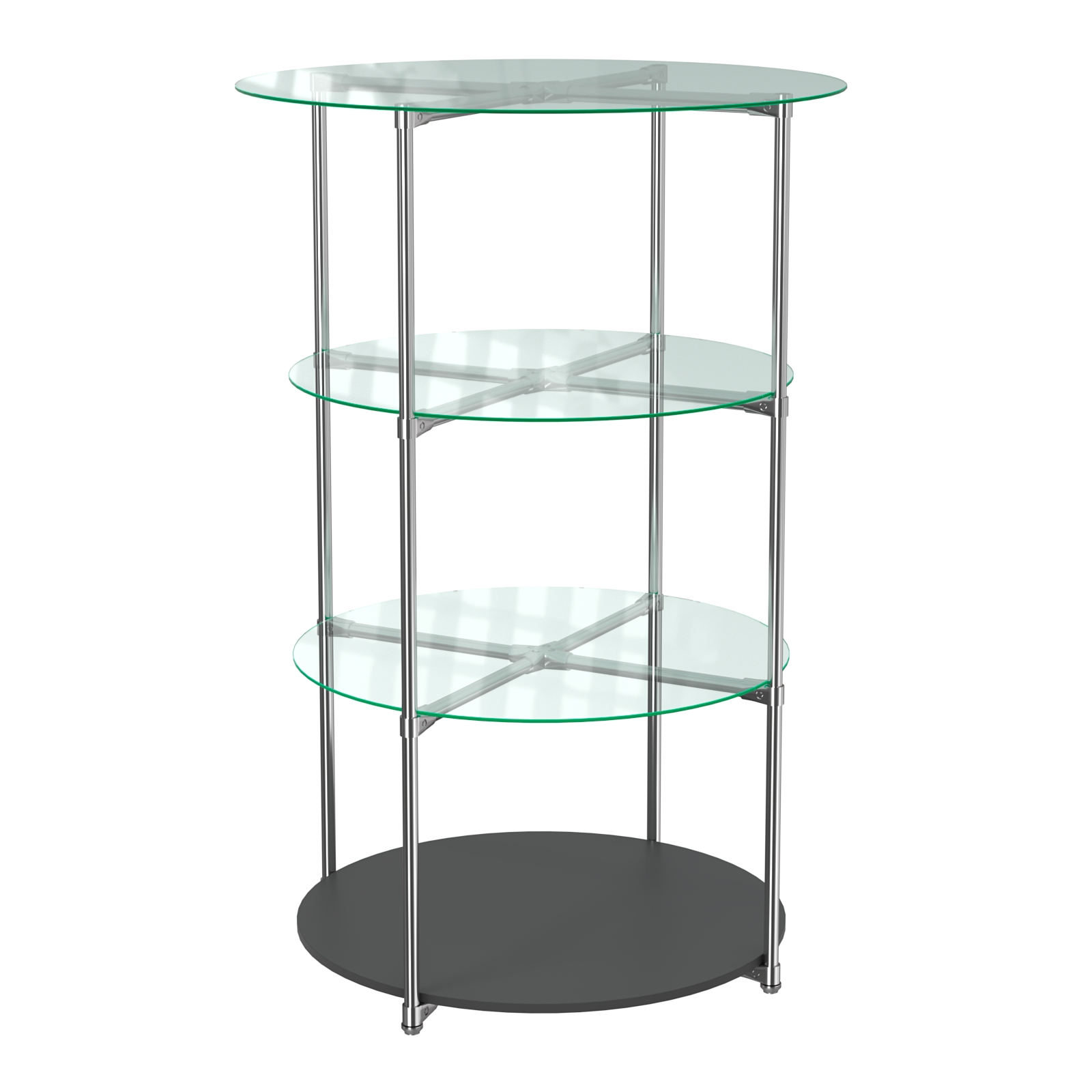 Торговые стенды СФЕРА с полками №1 (с тремя стеклянными полками 6мм) Черный