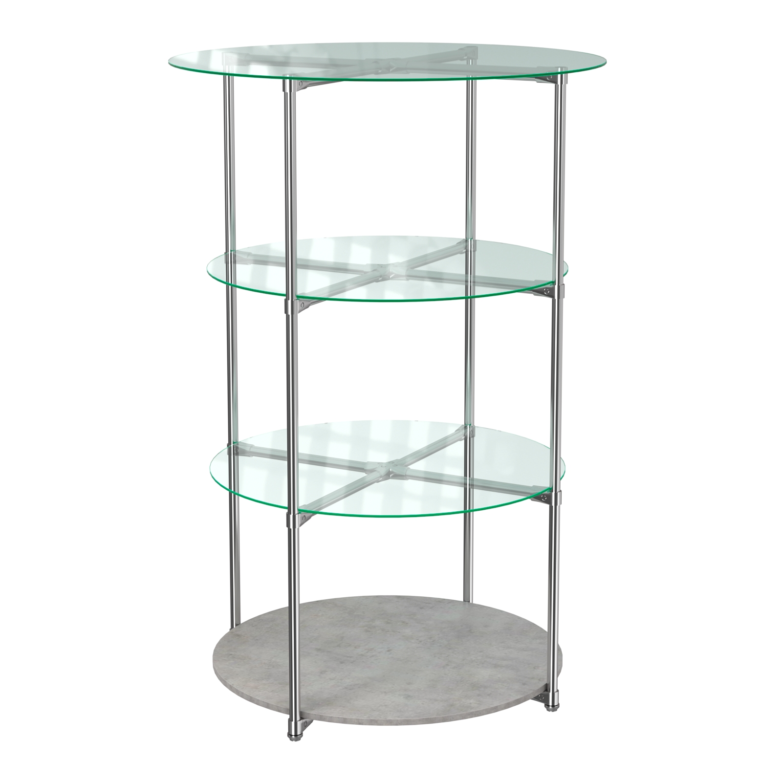 Торговые стенды СФЕРА с полками №1 (с тремя стеклянными полками 6мм) Бетон Чикаго светло-серый F186 ST9