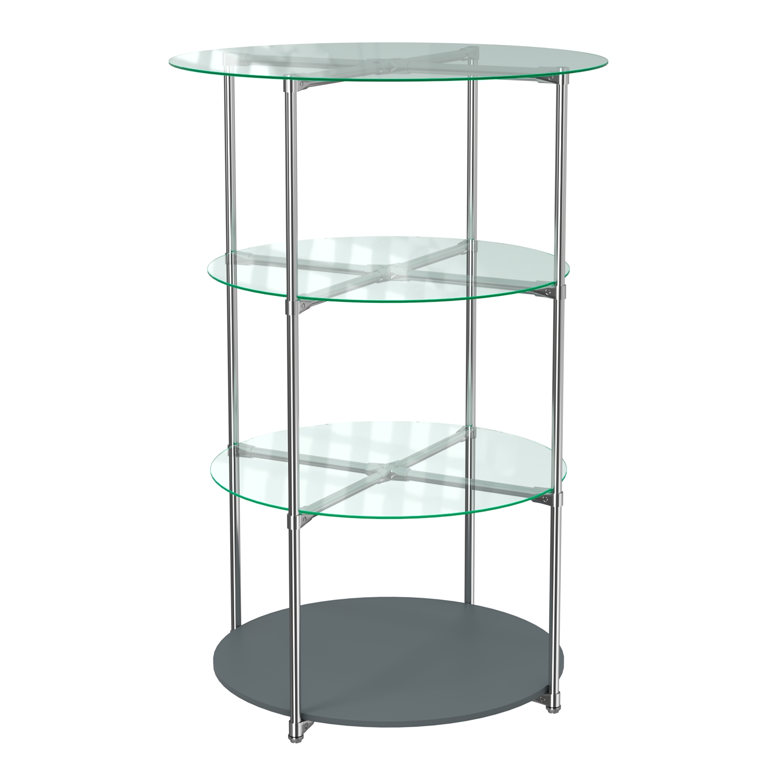 Торговые стенды СФЕРА с полками №1 (с тремя стеклянными полками 6мм) Темно-Серый