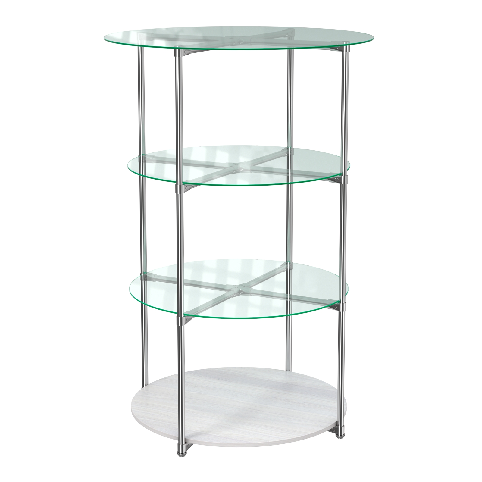 Торговые стенды СФЕРА с полками №1 (с тремя стеклянными полками 6мм) Ясень Анкор светлый