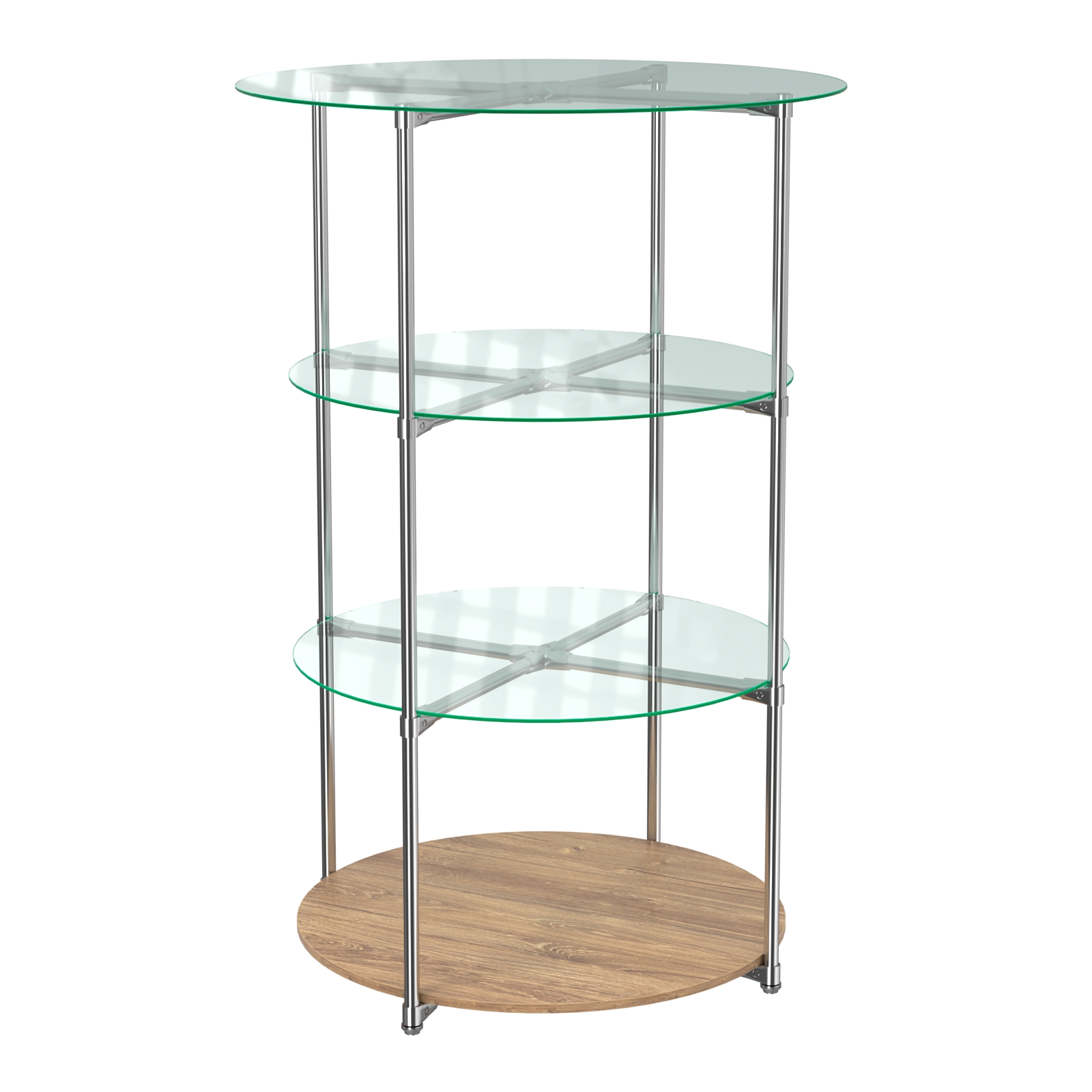 Торговые стенды СФЕРА с полками №1 (с тремя стеклянными полками 6мм) Дуб Канзас коричневый