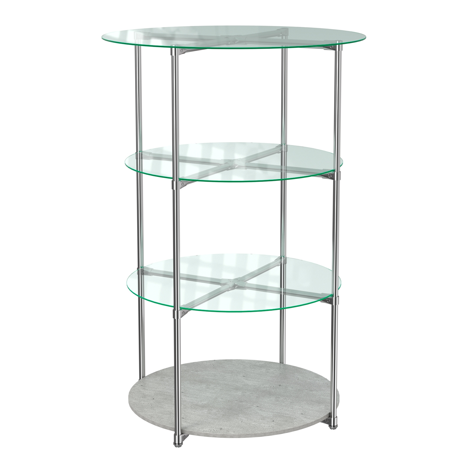 Торговые стенды СФЕРА с полками №1 (с тремя стеклянными полками 6мм) Метрополитан Грей