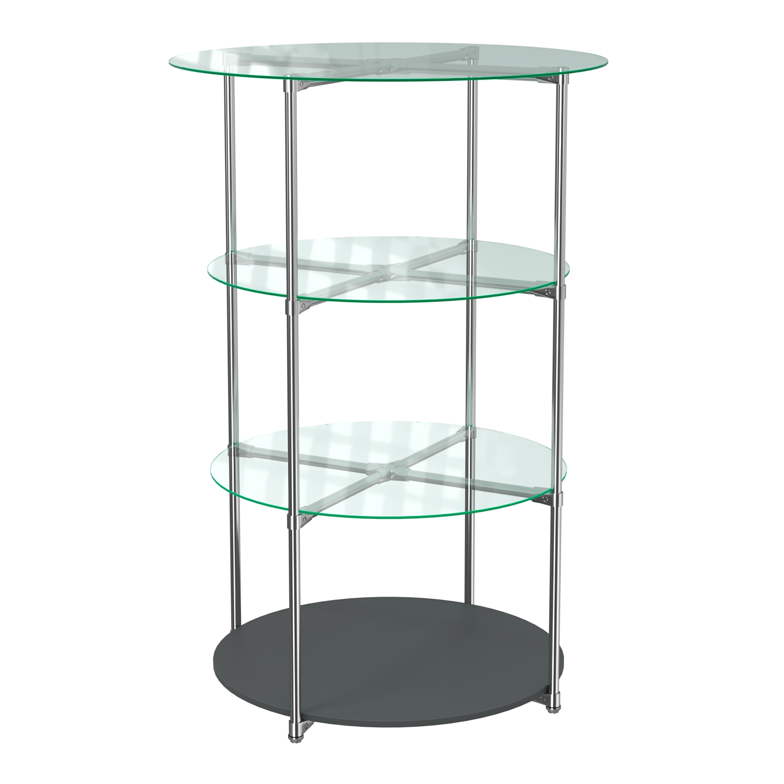 Торговые стенды СФЕРА с полками №1 (с тремя стеклянными полками 6мм) Антрацит