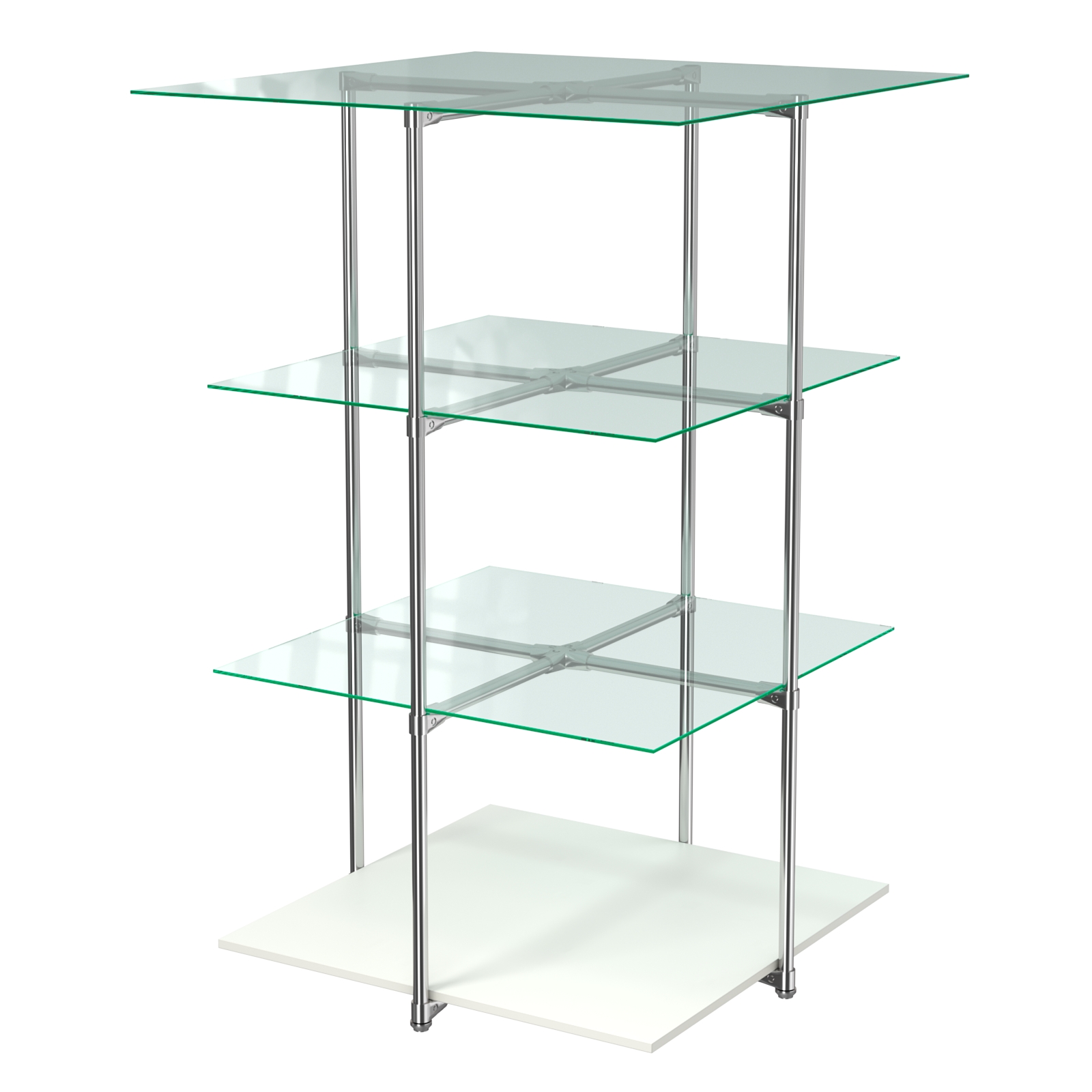 Торговый стенд Экспозиция с полками №1 (с тремя стеклянными полками 6 мм) Белый