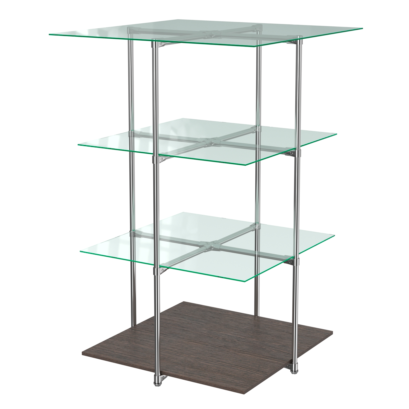 Торговый стенд Экспозиция с полками №1 (с тремя стеклянными полками 6 мм) Дуб Венге