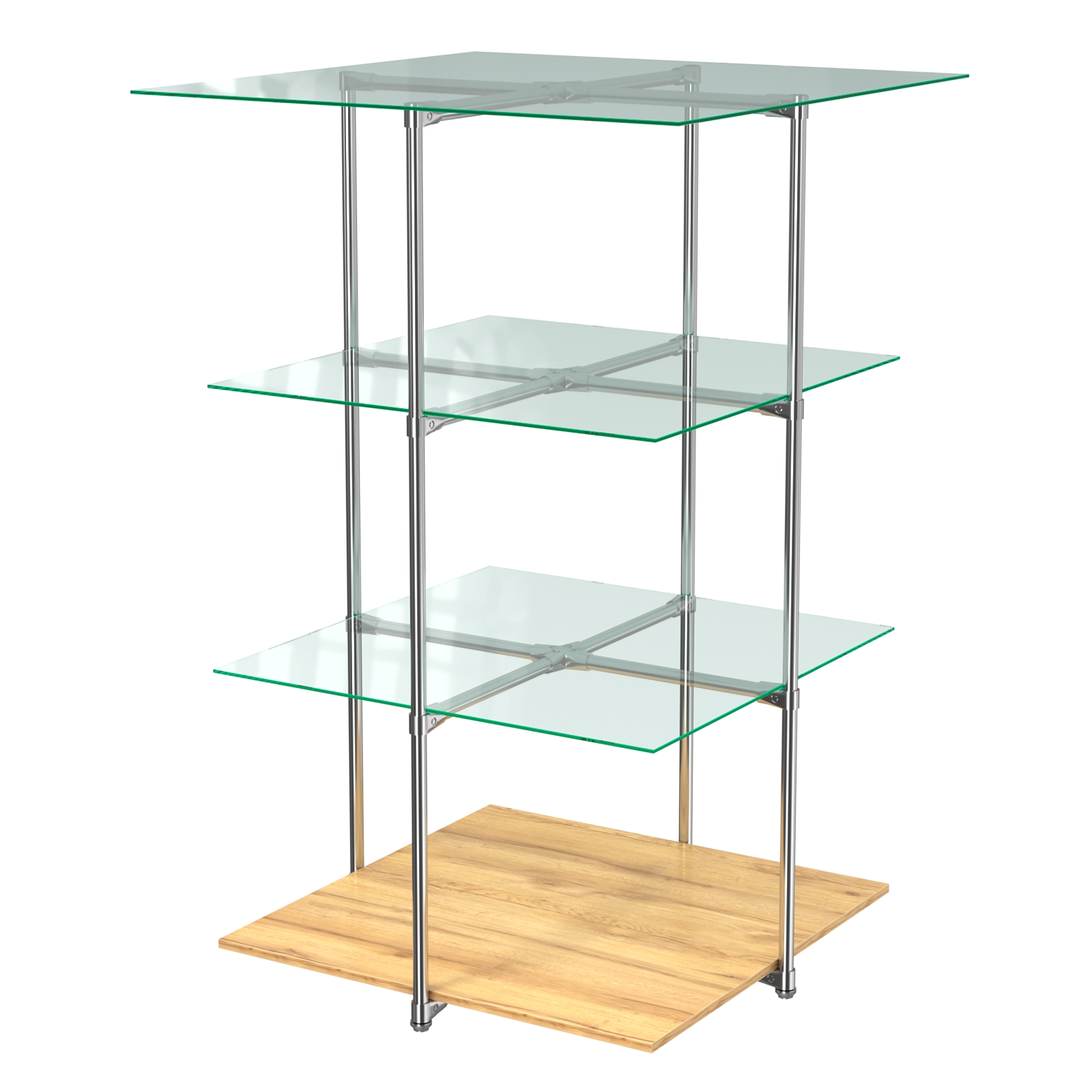 Торговый стенд Экспозиция с полками №1 (с тремя стеклянными полками 6 мм) Дуб Золотистый