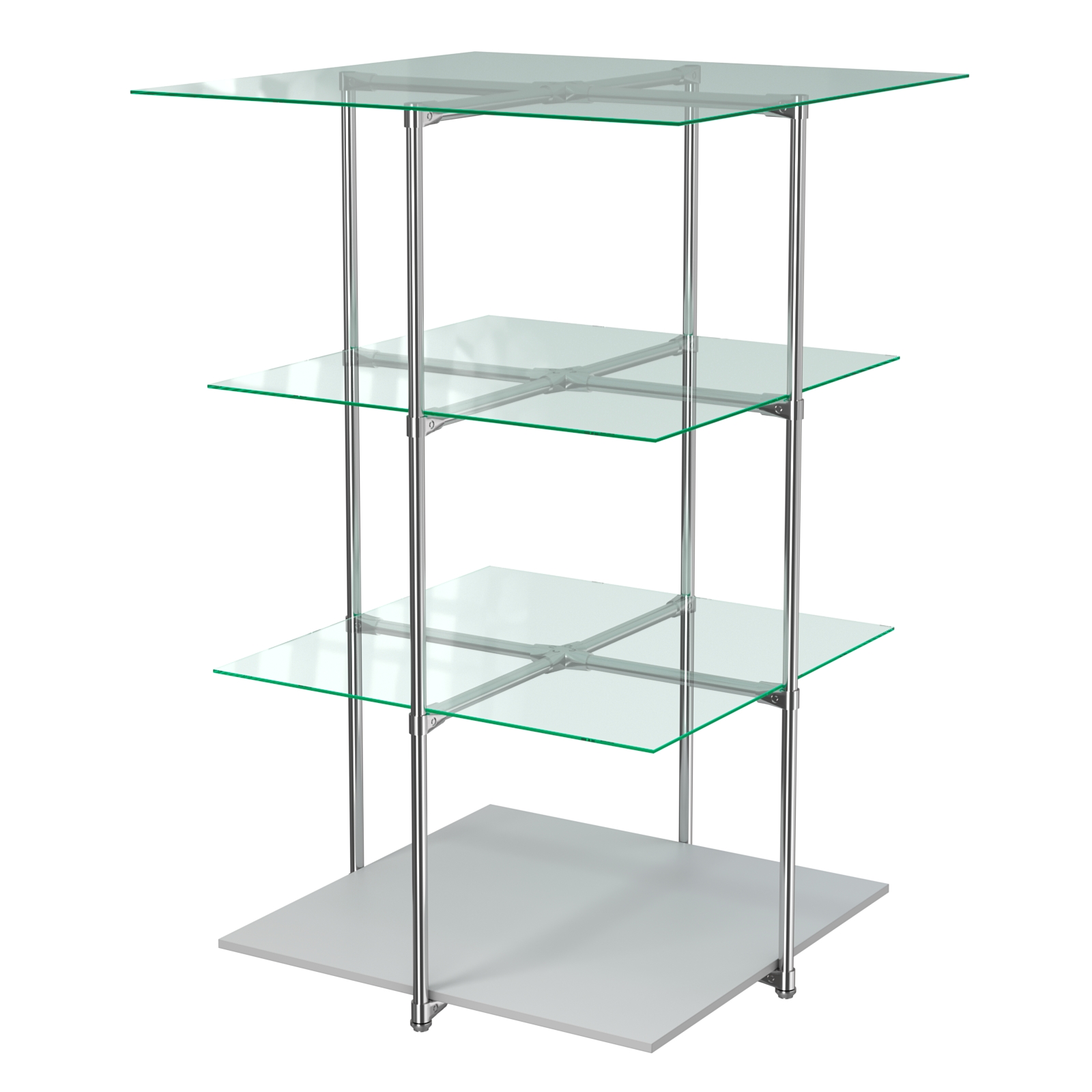 Торговый стенд Экспозиция с полками №1 (с тремя стеклянными полками 6 мм) Серый