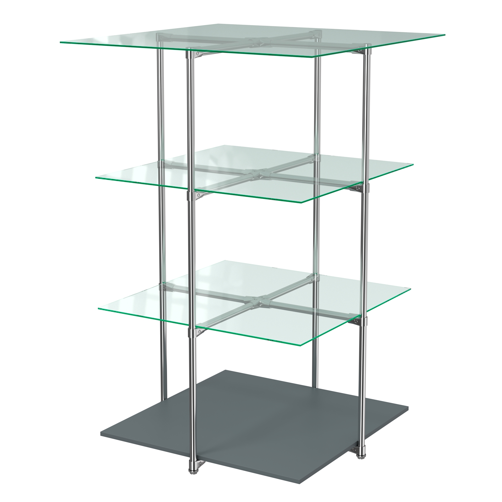 Торговый стенд Экспозиция с полками №1 (с тремя стеклянными полками 6 мм) Темно-Серый