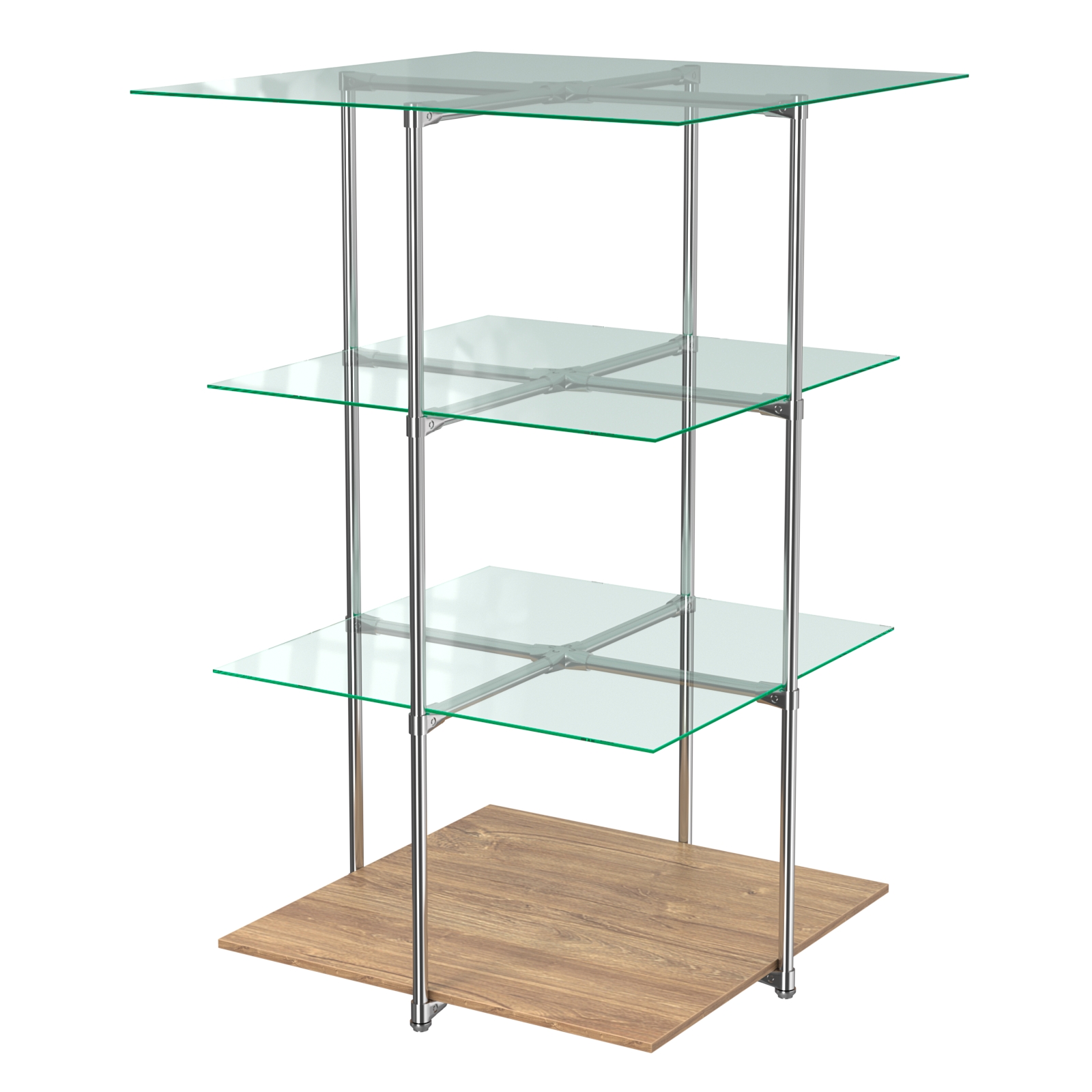 Торговый стенд Экспозиция с полками №1 (с тремя стеклянными полками 6 мм) Дуб Канзас коричневый